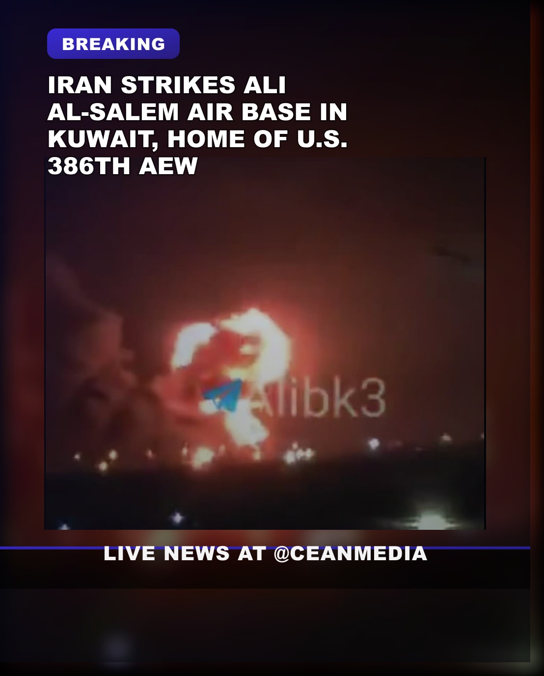 Illustrative photo for: Iran strikes Ali Al-Salem Air Base Kuwait