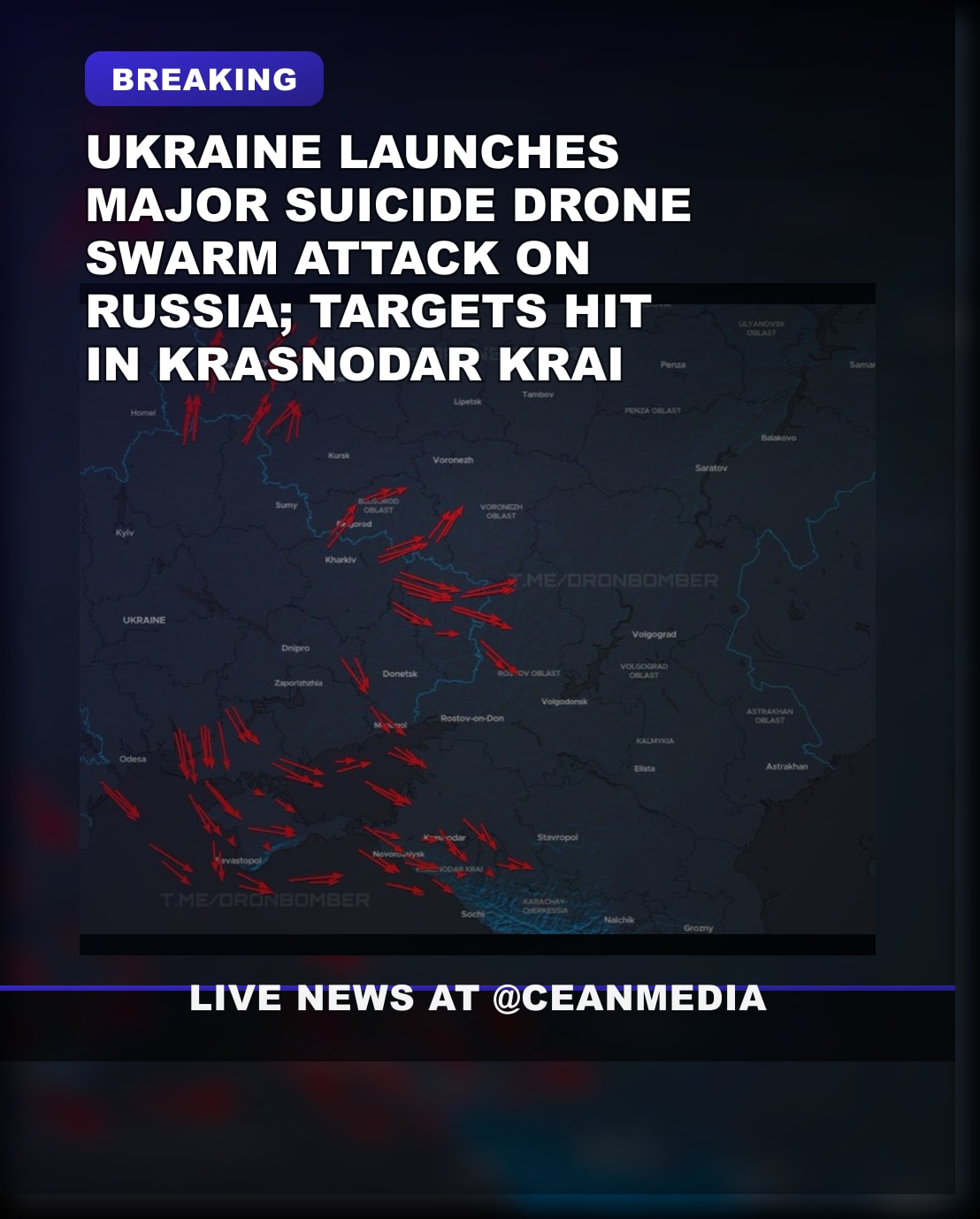 Illustrative photo for: Ukraine drone swarm attack Russia targets Krasnodar Krai at