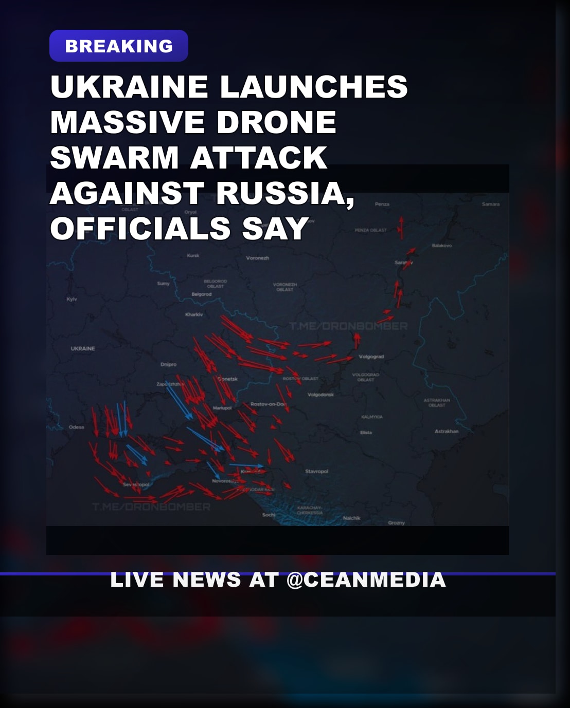 Illustrative photo for: Ukraine drone swarm attack launches large-scale assault on