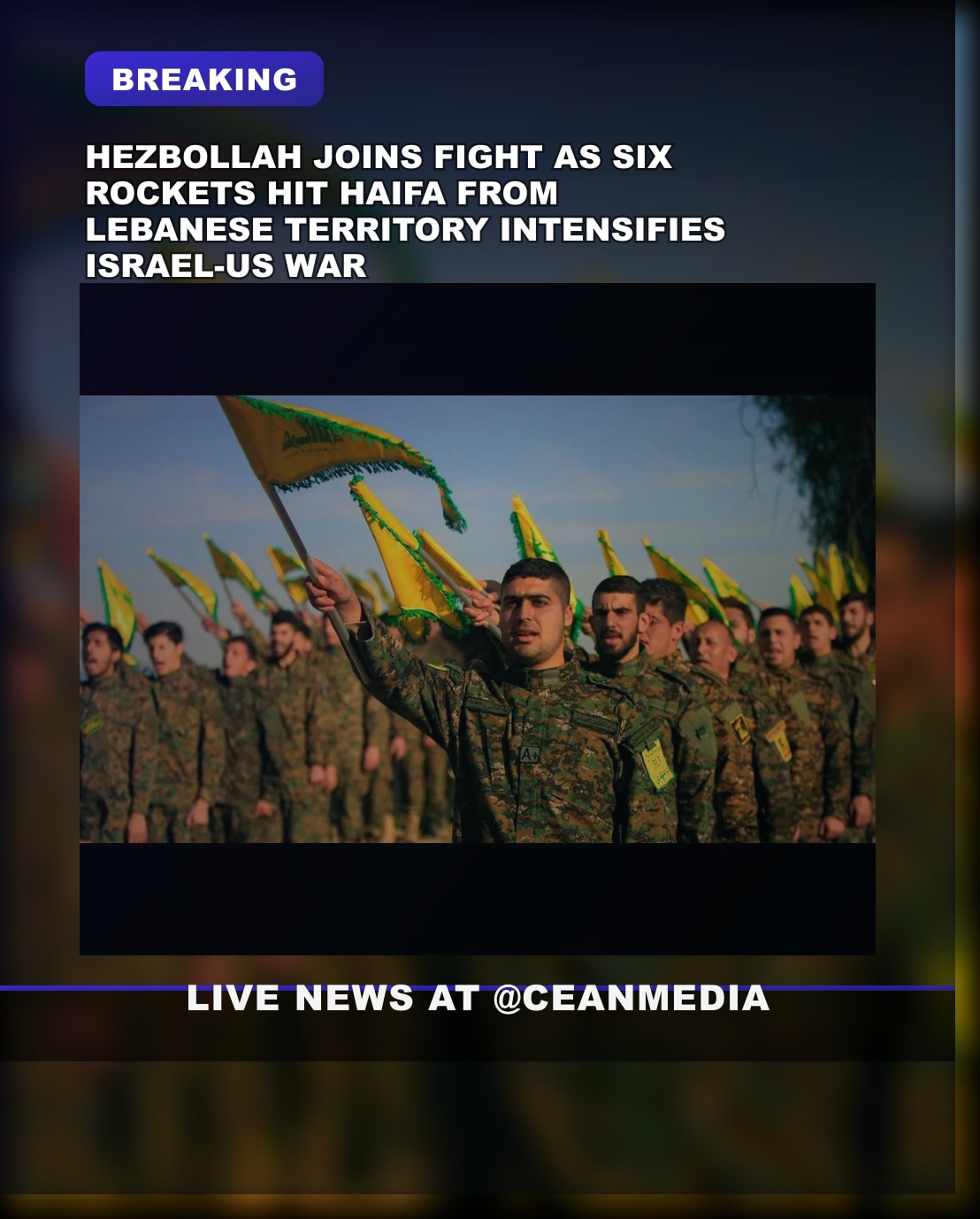 Illustrative photo for: Hezbollah Joins Fighting Israel USA as Rockets Hit Haifa,