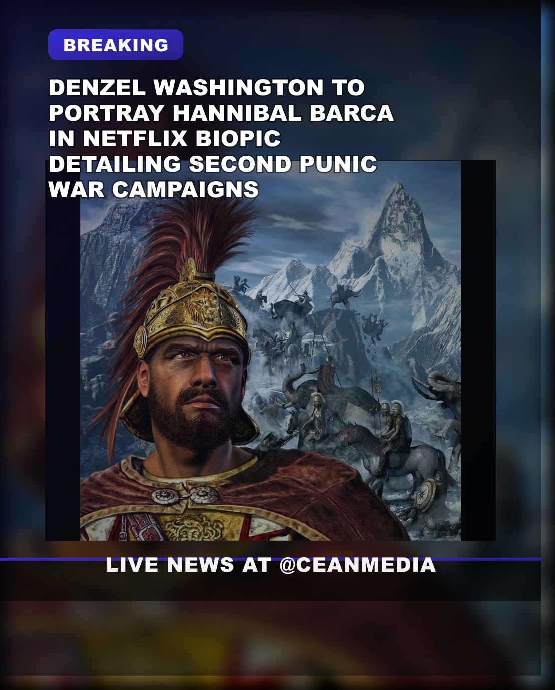 Illustrative photo for: Denzel Washington Hannibal Barca biopic: New Netflix-backed