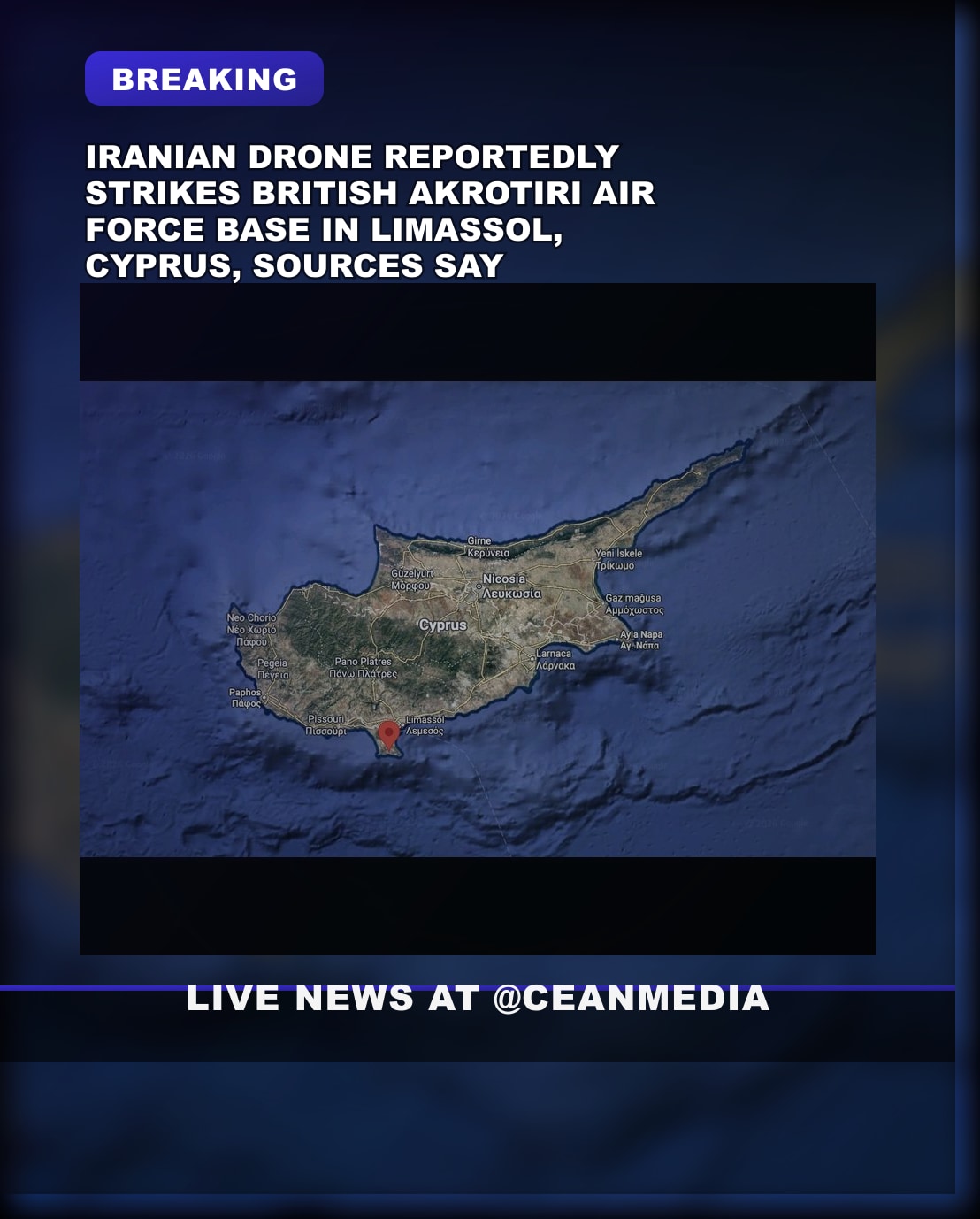 Illustrative photo for: Iranian drone attack Cyprus base targets British Akrotiri