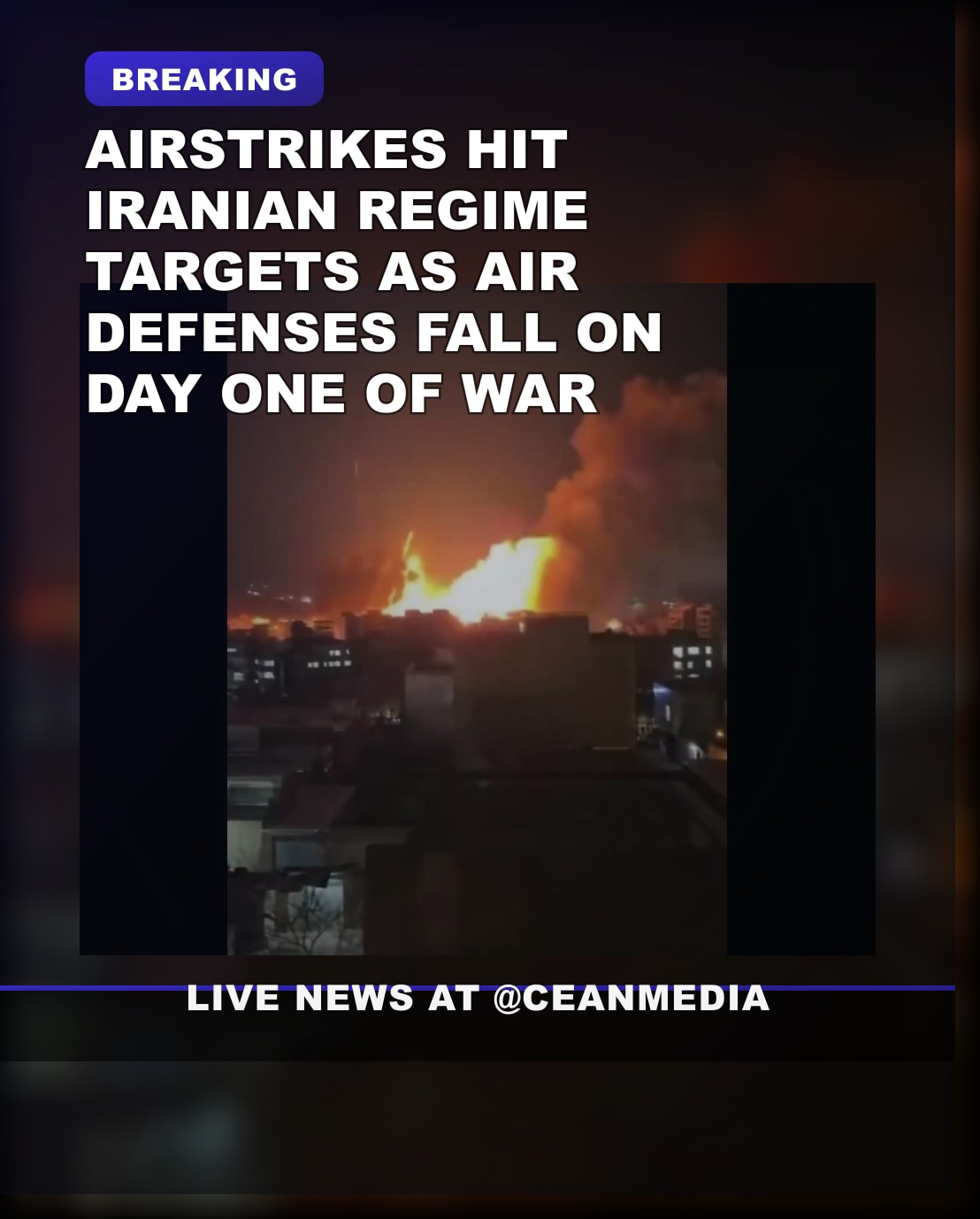 Illustrative photo for: Iran Regime Targets Hit Again by Powerful Airstrikes