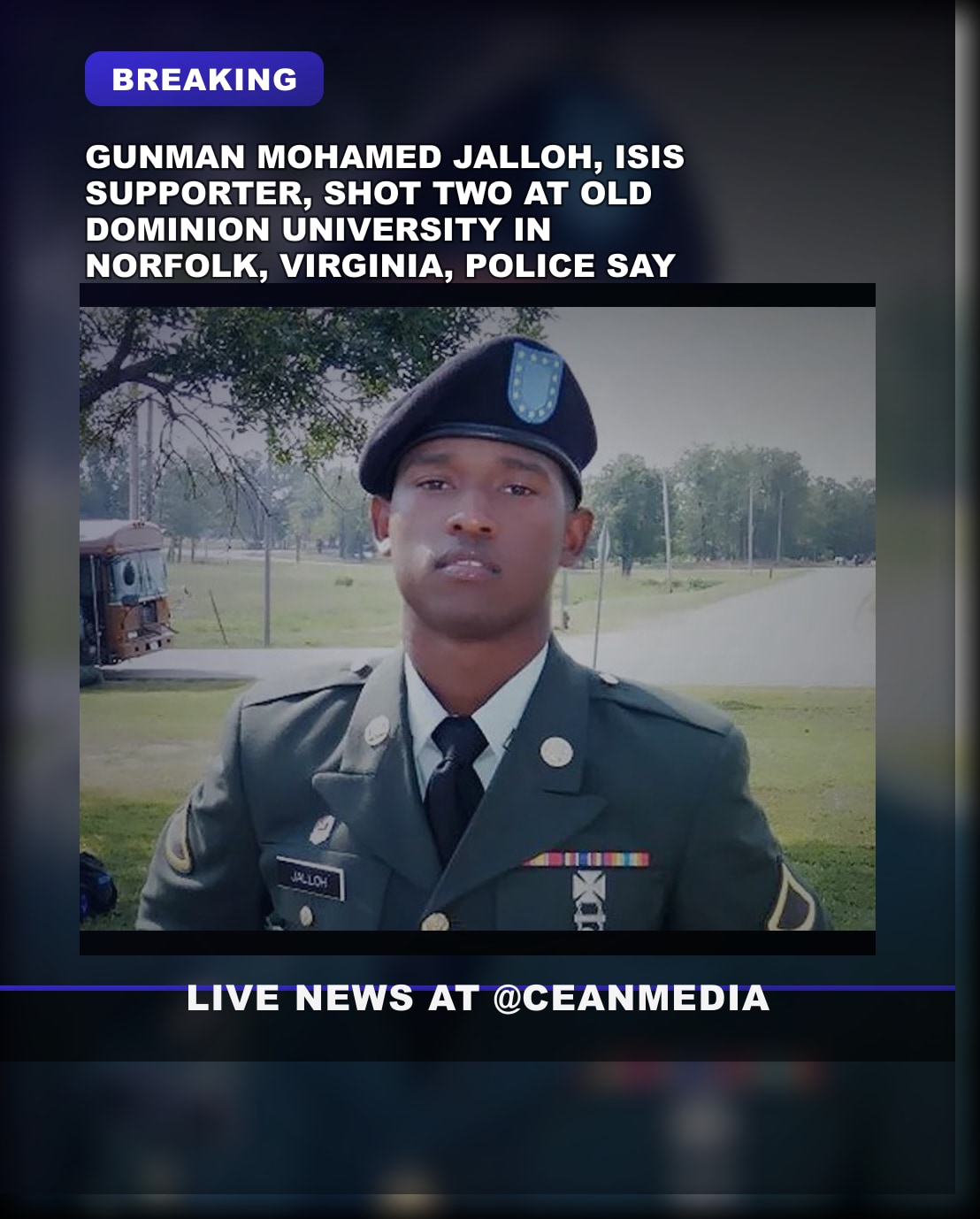 Illustrative photo for: ODU Gunman isis attacker at odu Identified, Police Say