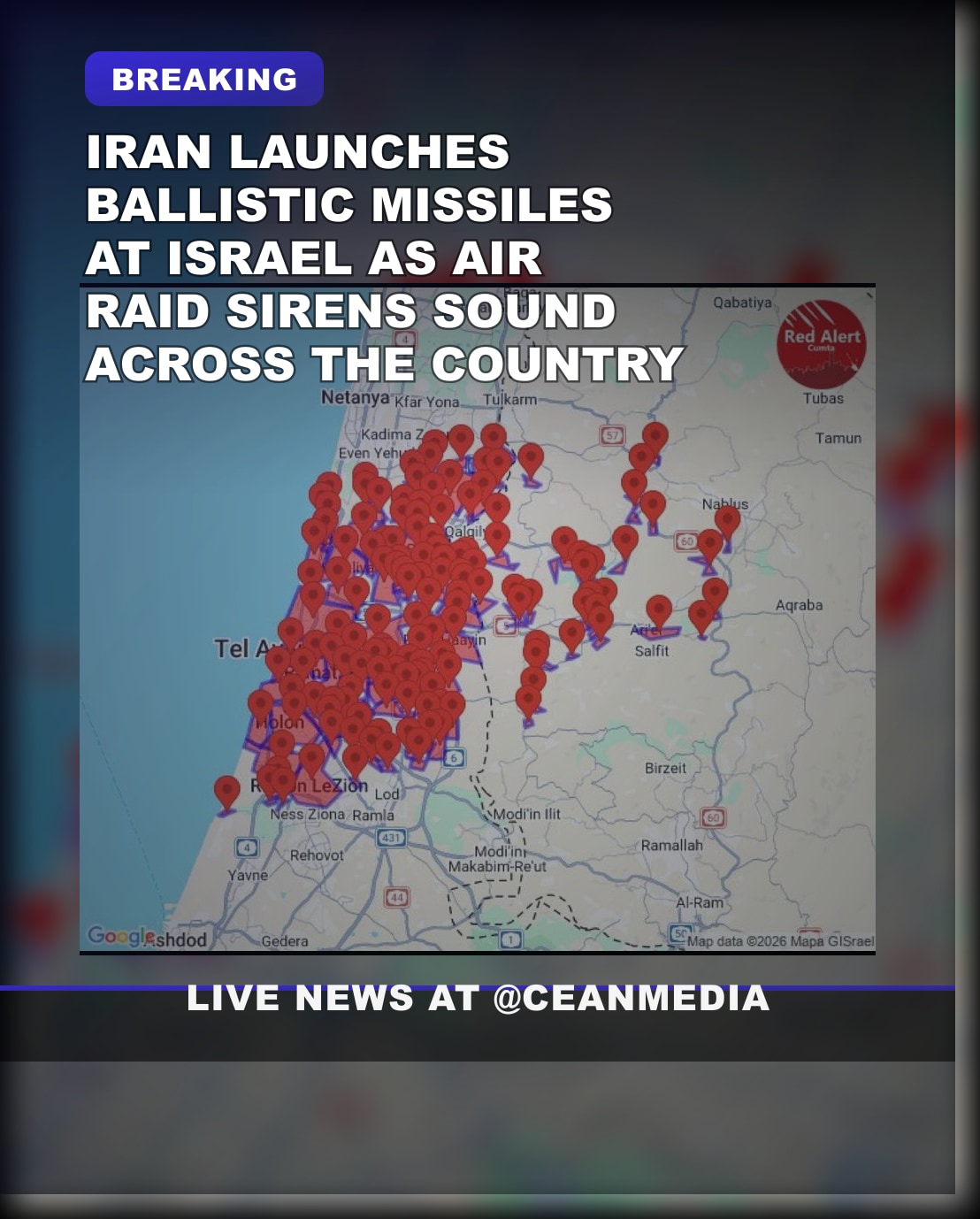 Illustrative photo for: Air Raid Sirens as Iran Launches New Ballistic-Missile