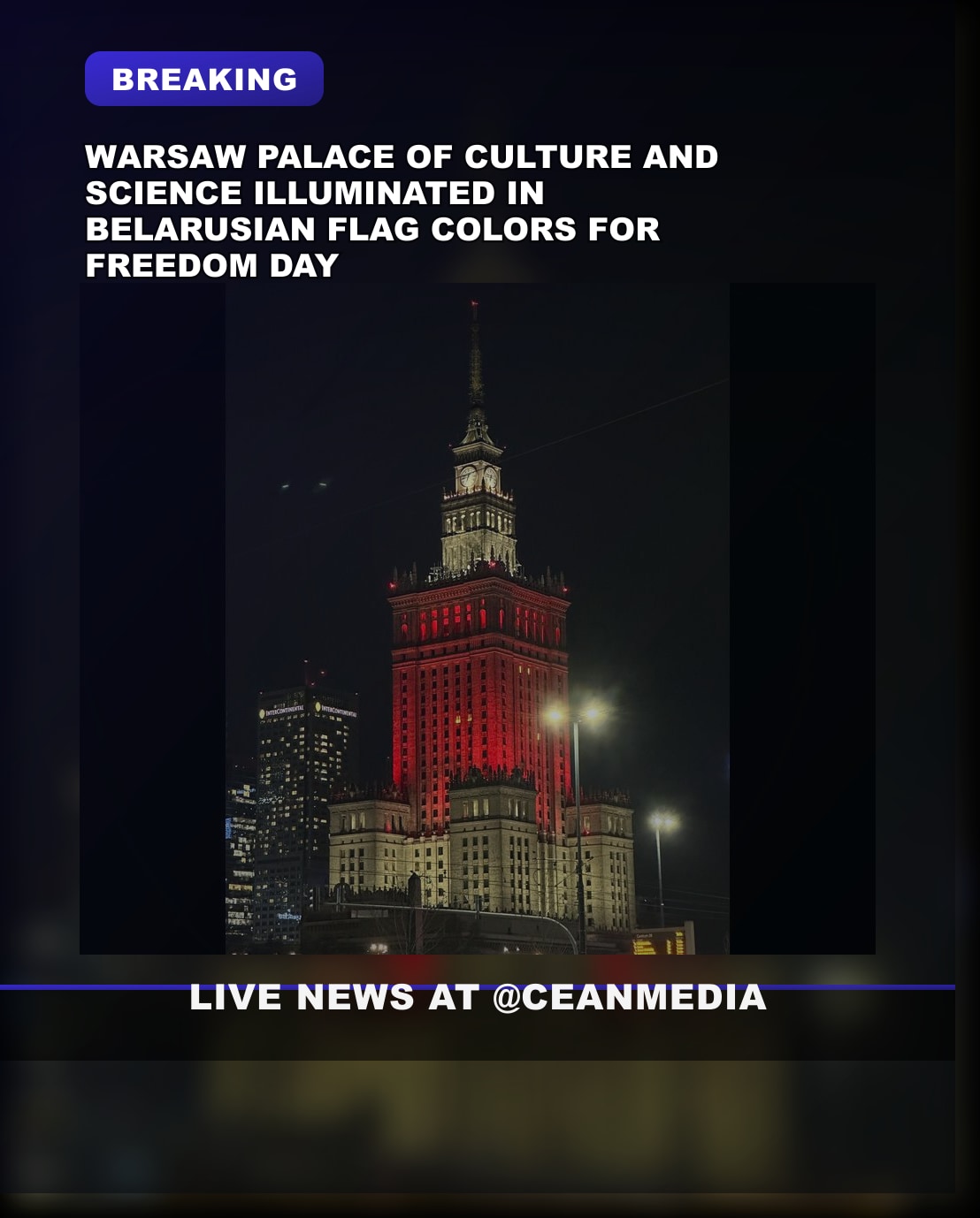 Illustrative photo for: Warsaw’s Palace of Culture and Science shines with belarus