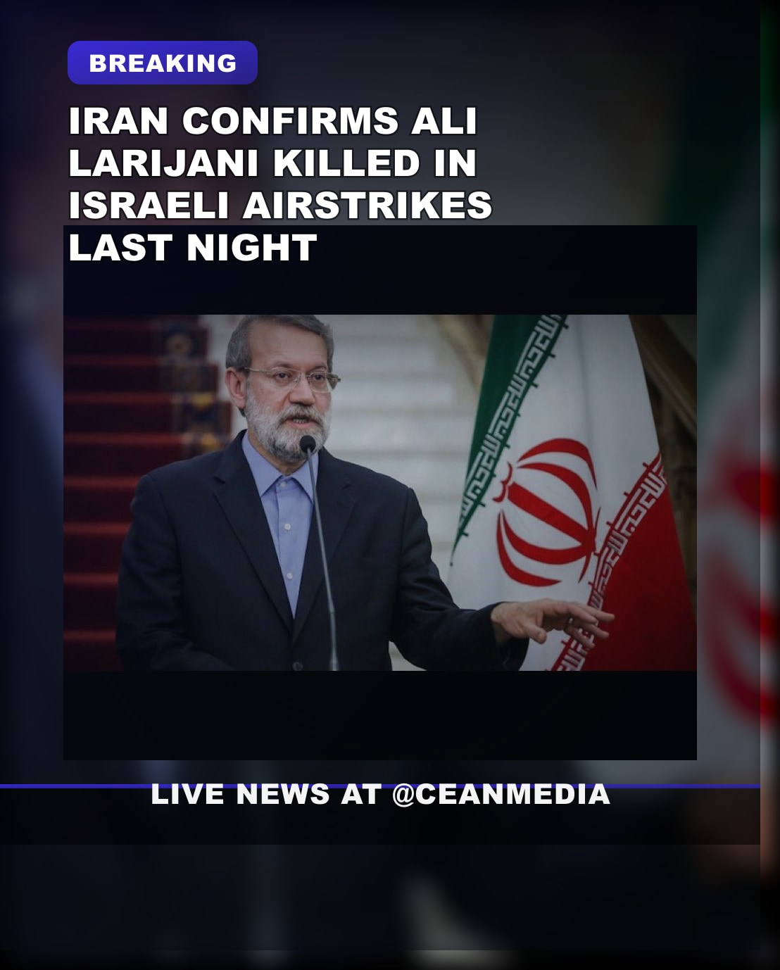 Illustrative photo for: Iran Larijani death confirmation fuels surge in tensions