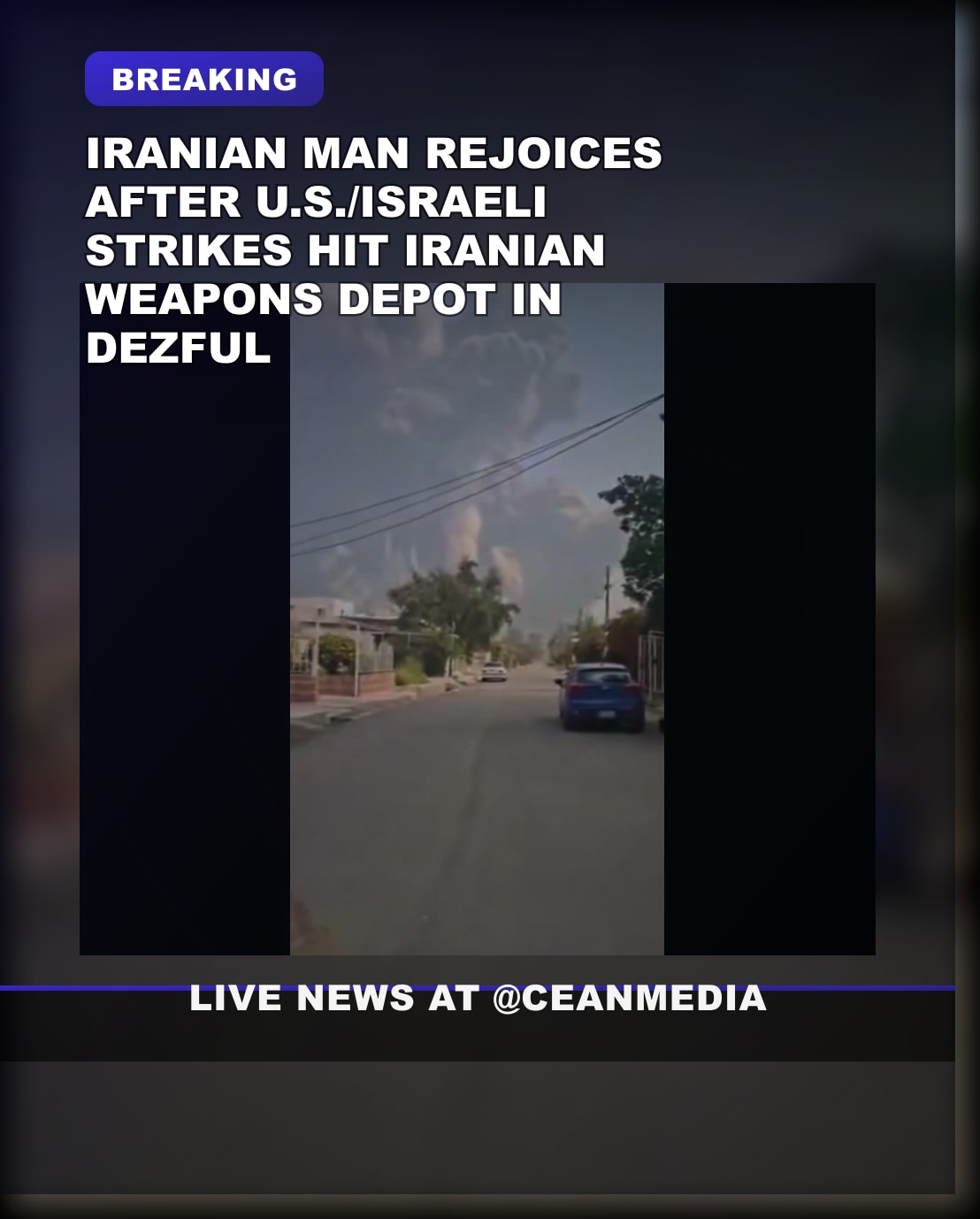 Illustrative photo for: Iranian Man Cheers as U.S./Israel Strikes Hit Iranian