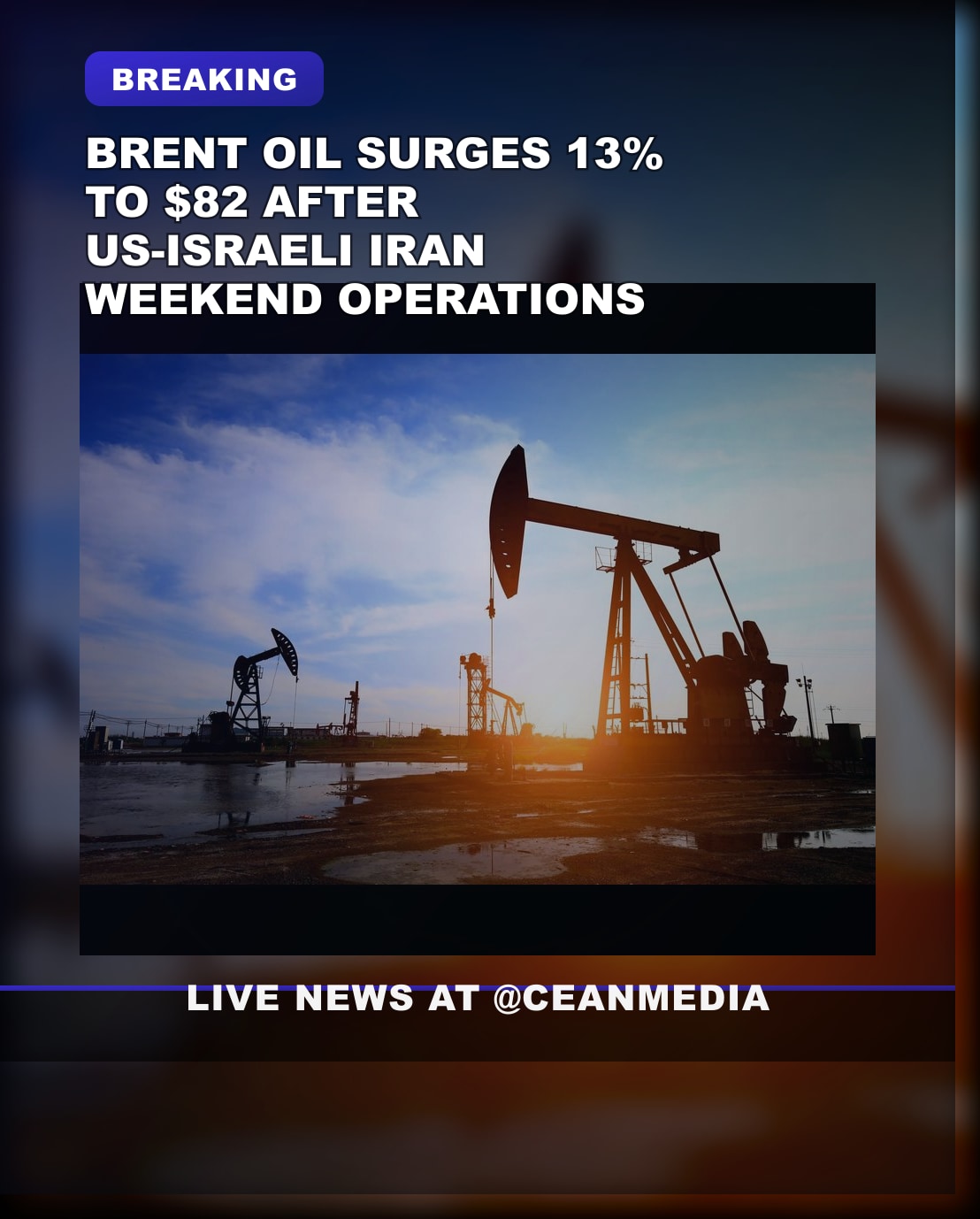 Illustrative photo for: Oil price surge brent 82 dollars: oil jumps 13% at open to
