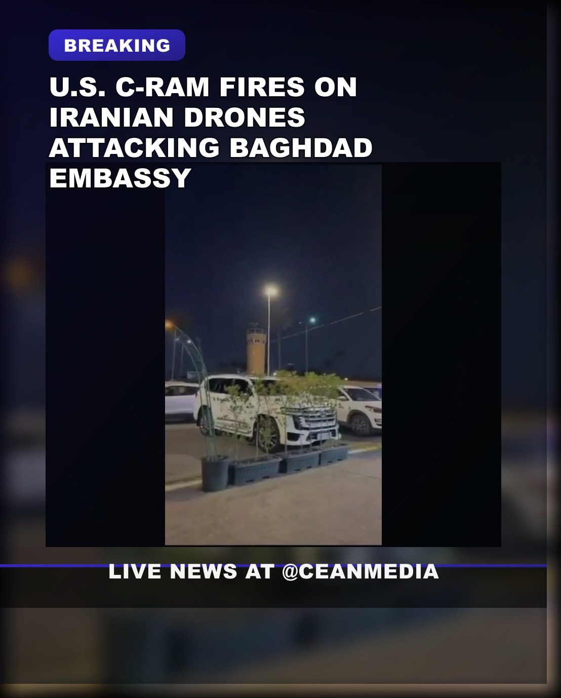 Illustrative photo for: US C RAM defense incident: U.S. C-RAM fires on Iranian