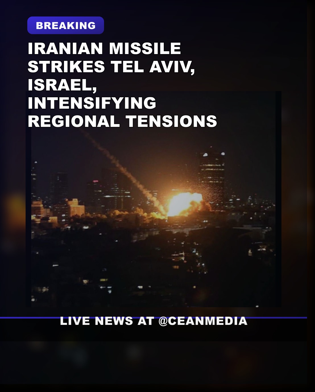 Illustrative photo for: Iranian ballistic missile Tel Aviv strike escalates