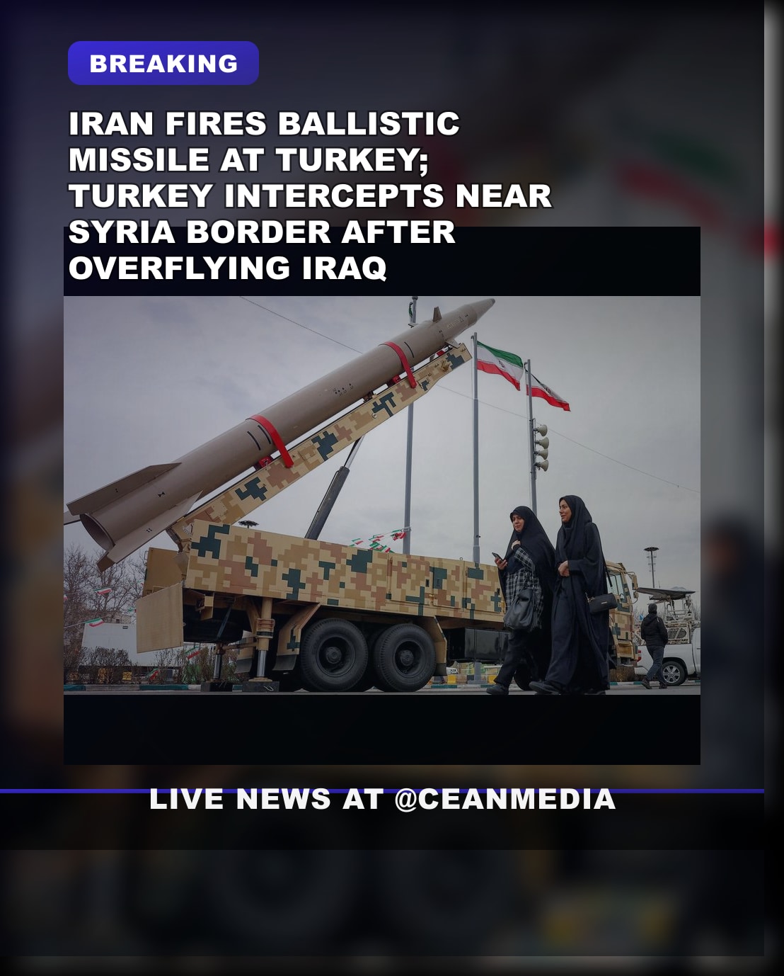 Illustrative photo for: Iran ballistic missile attack escalation: Turkey shoots