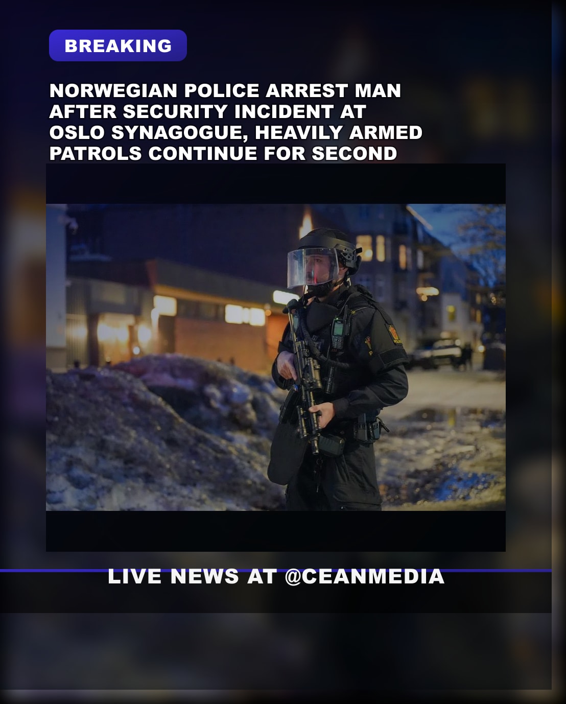 Illustrative photo for: Norwegian Police Investigation Shooting Synagogue Oslo: