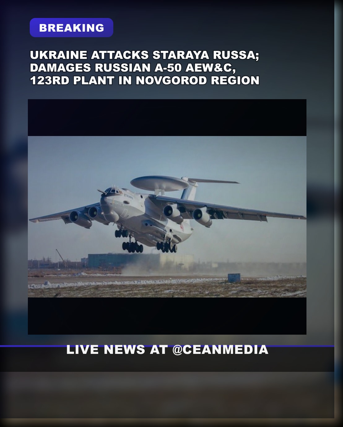 Illustrative photo for: Ukraine targets Russian AEWC airplane in Staraya Russa