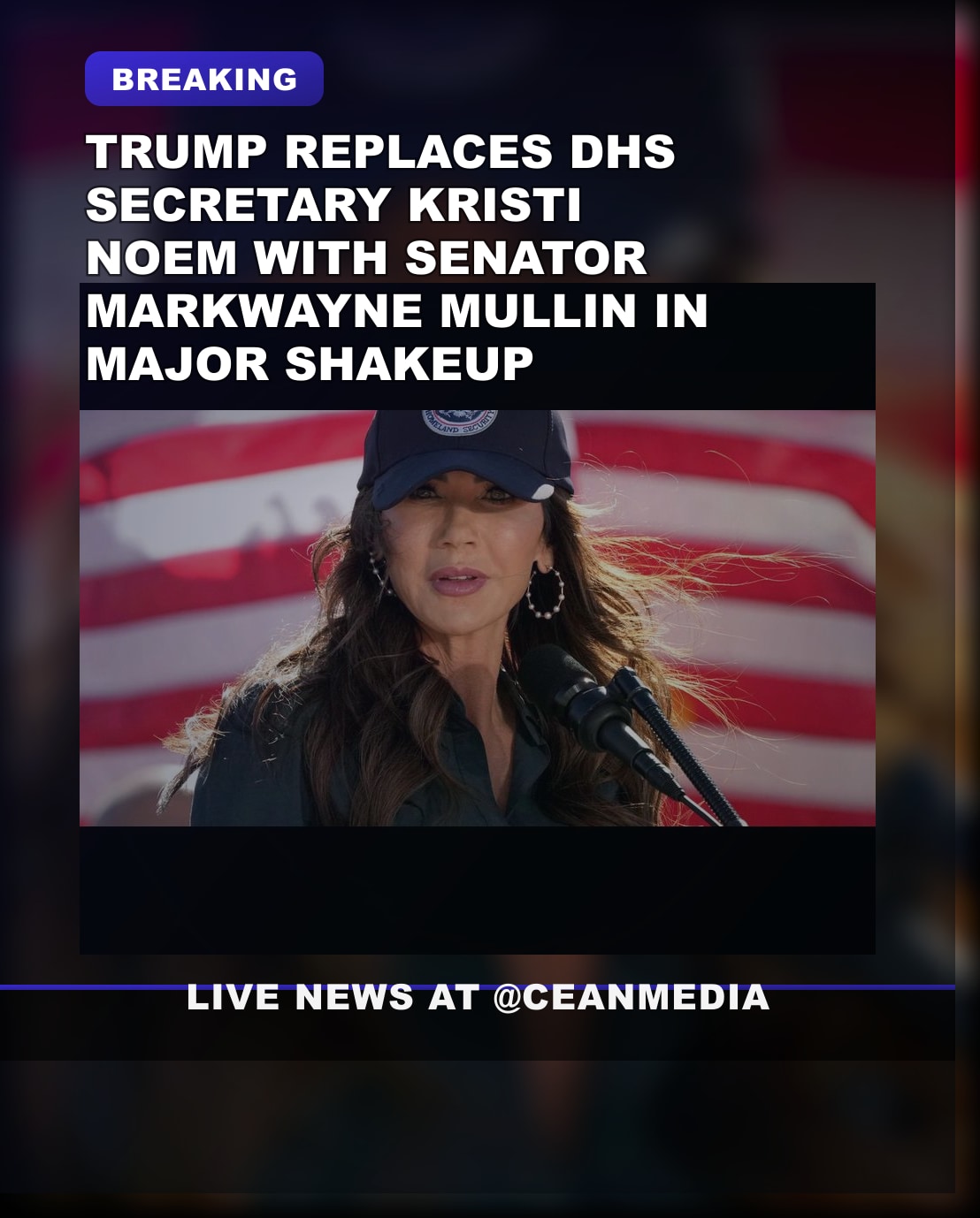 Illustrative photo for: Trump DHS secretary replacement: Mullin chosen to replace