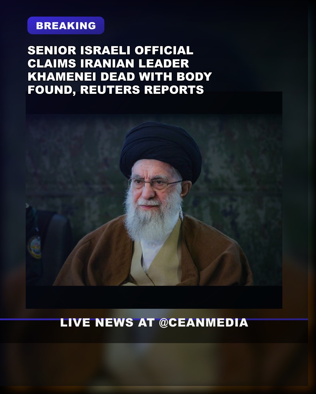 Illustrative photo for: Senior Iranian Leader Khamenei Reported Dead, Body Found,