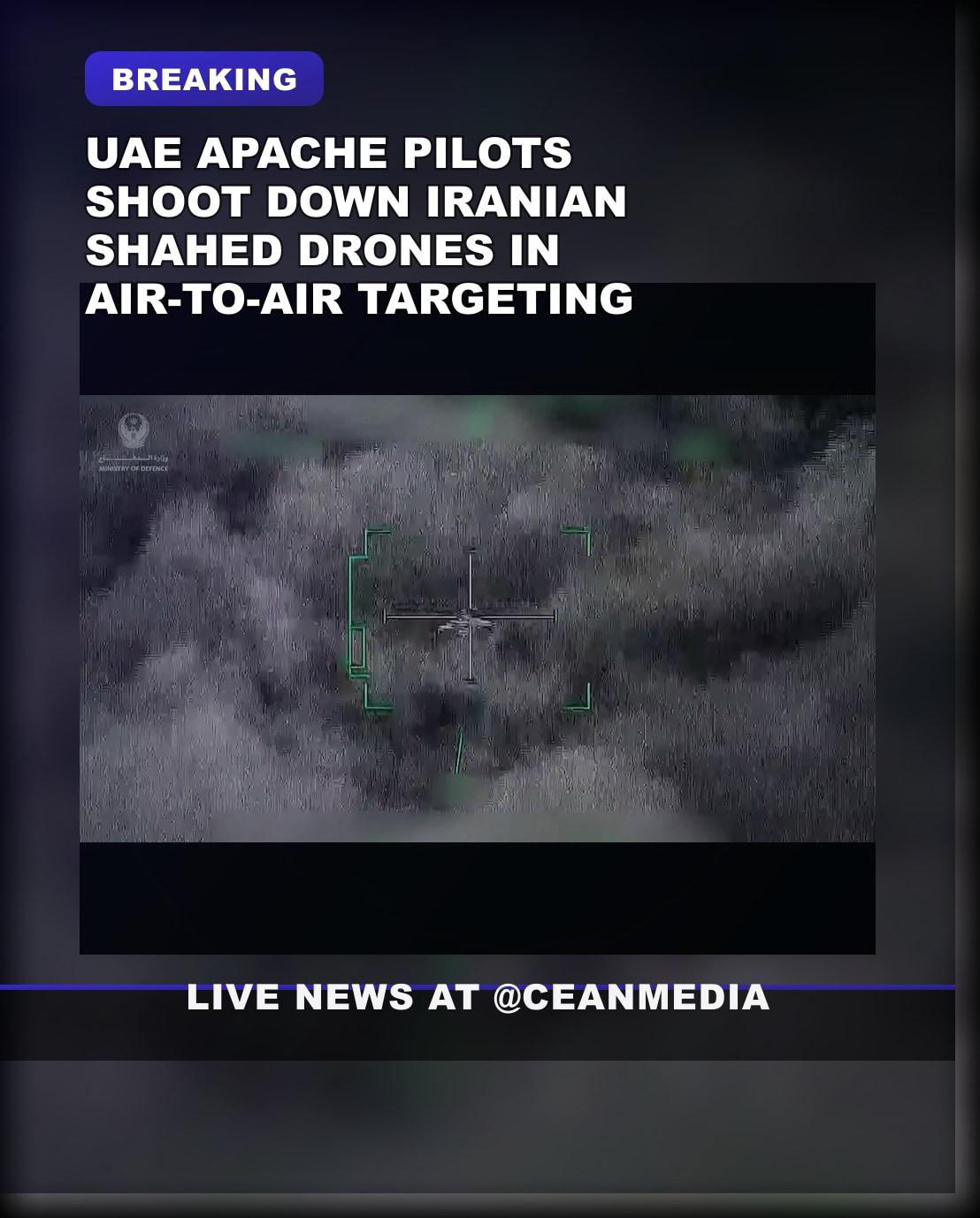Illustrative photo for: UAE AH-64 Apache drones: Drones Engage Shahed with 30mm