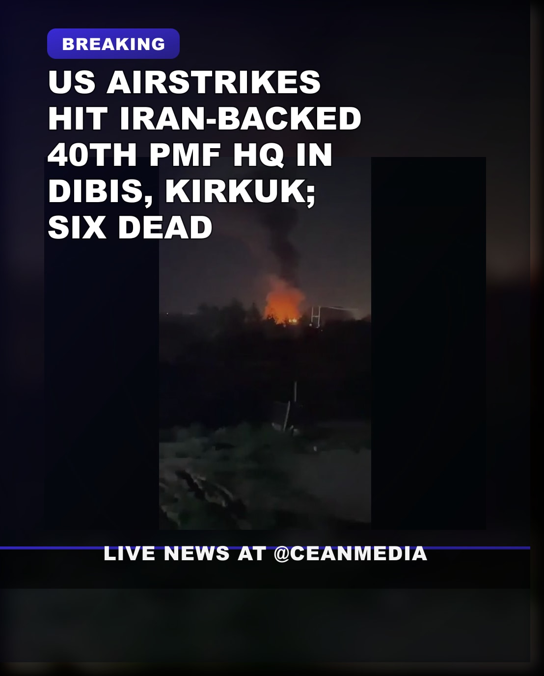 Illustrative photo for: US airstrikes Kirkuk Dibis PMF headquarters kill six
