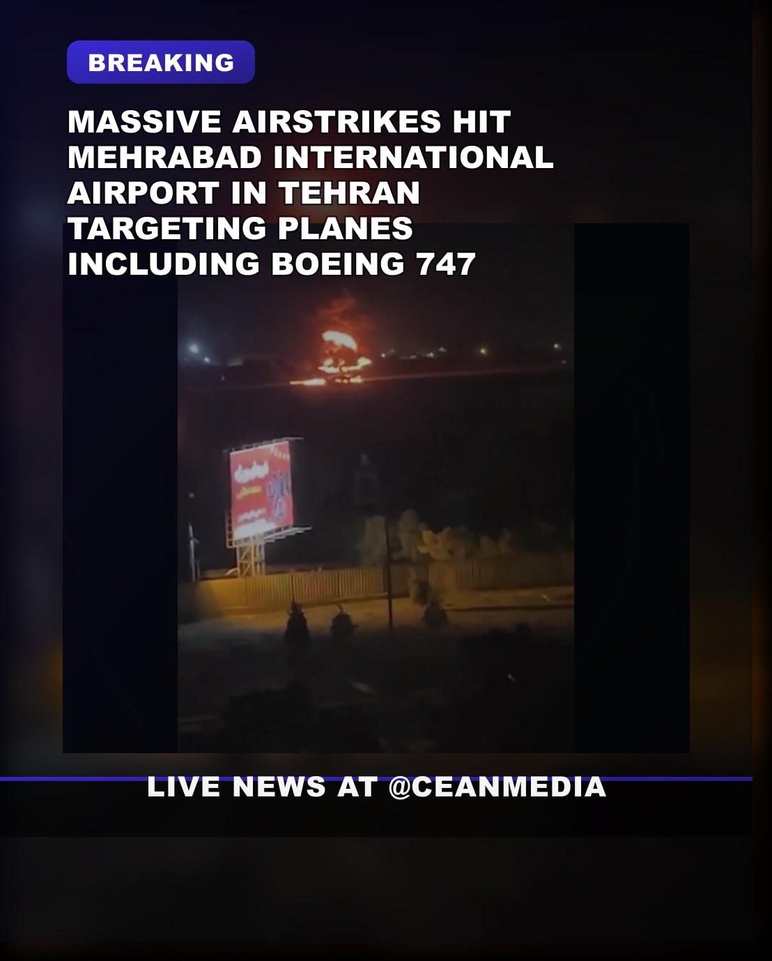 Illustrative photo for: Iranian airstrikes at Mehrabad Tehran hit Tehran airport,