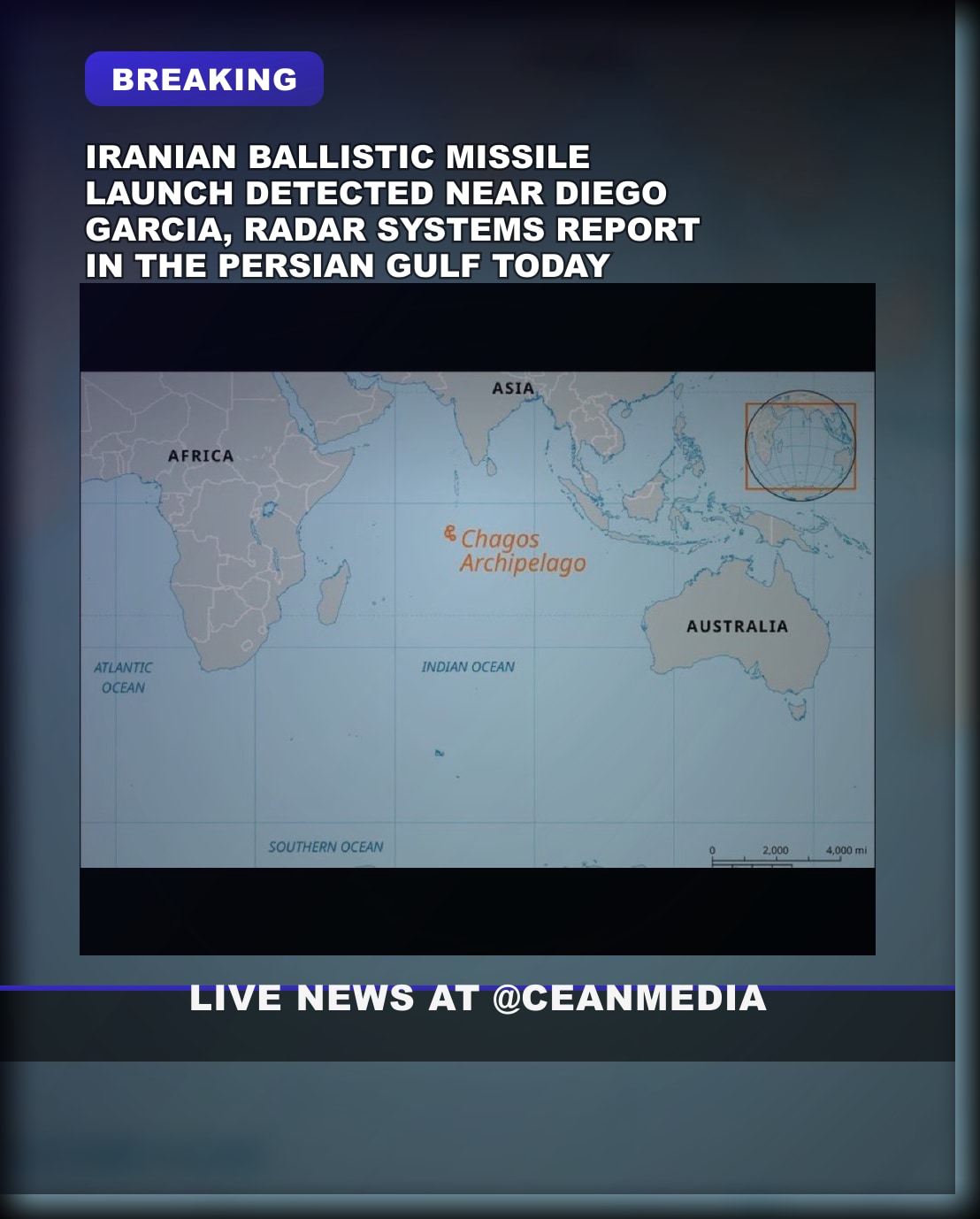 Illustrative photo for: Iranian ballistic missile incident: Diego Garcia radar