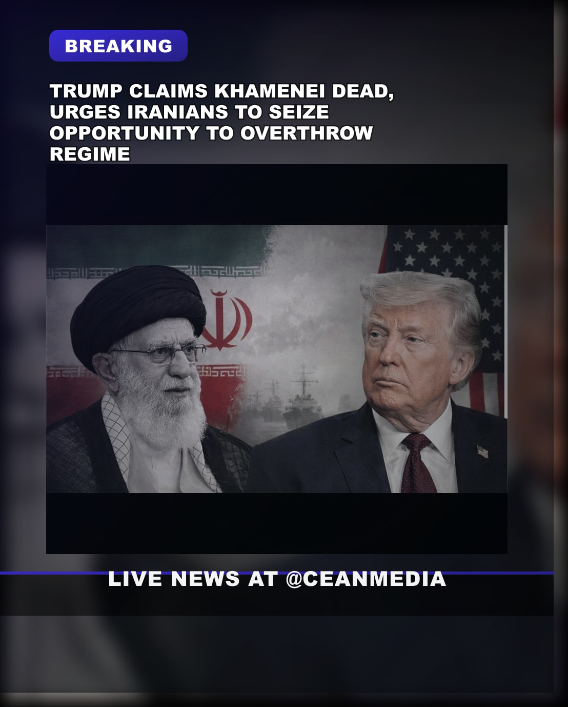 Illustrative photo for: Trump claims Khamenei dead; Iranian regime overthrow