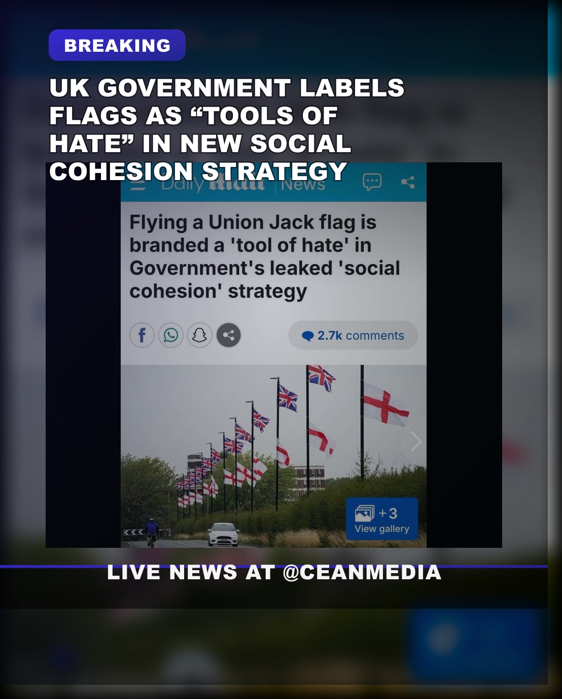 Illustrative photo for: UK flag hate tools: Government labels flags as Tools of Hate