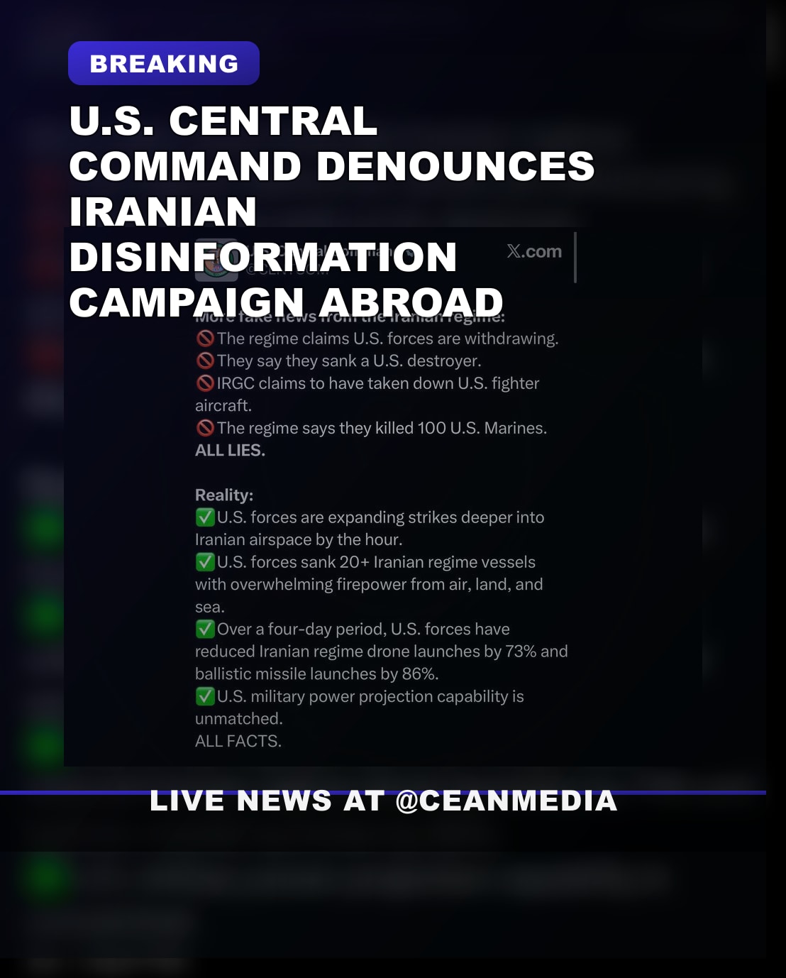Illustrative photo for: Debunking Disinformation Iran: U.S. Central Command Debunks