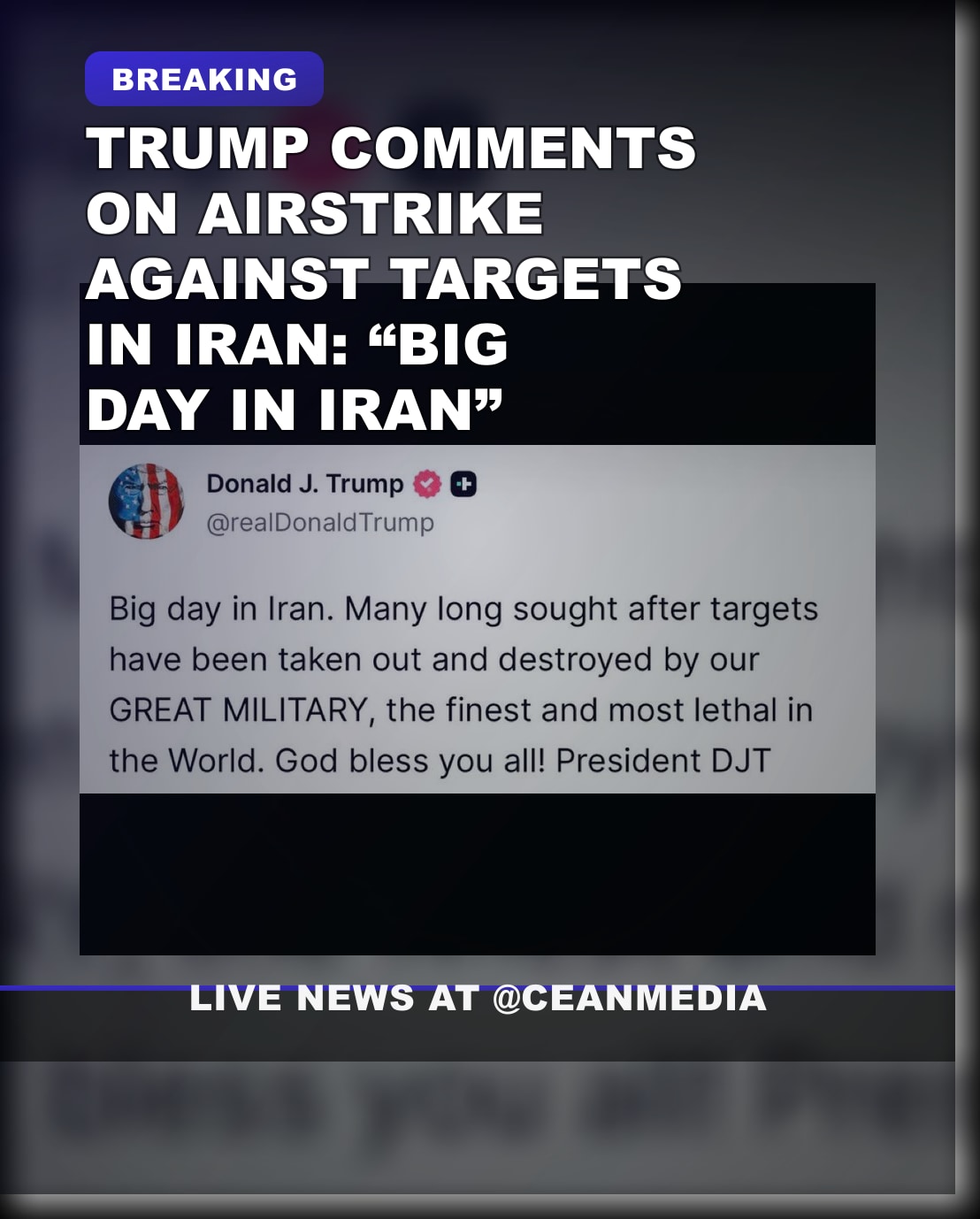 Illustrative photo for: Trump Iran airstrike commentary: Trump’s big day response