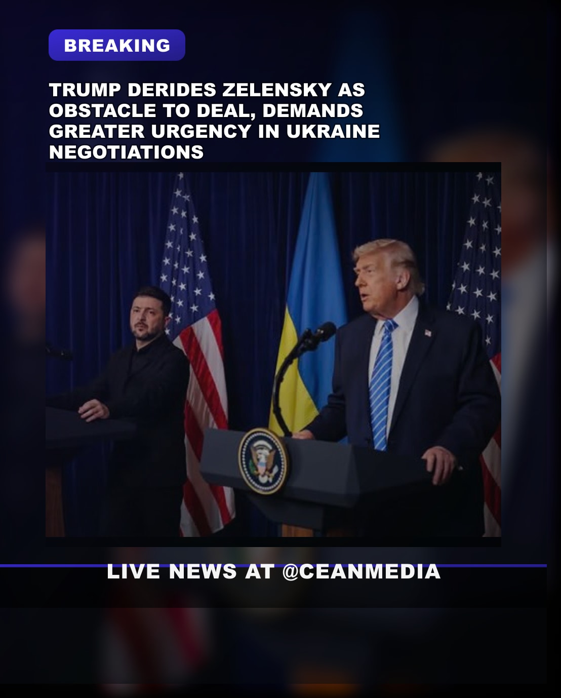 Illustrative photo for: Trump Says Zelensky Must Push for a Deal as Kyiv’s Leverage