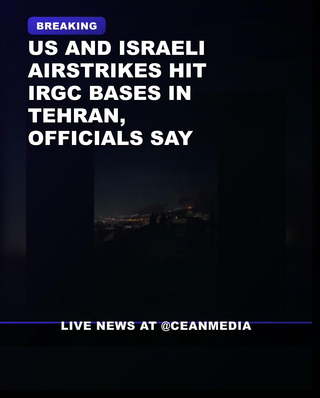 Illustrative photo for: US-Israel airstrikes targeting IRGC bases in Tehran,