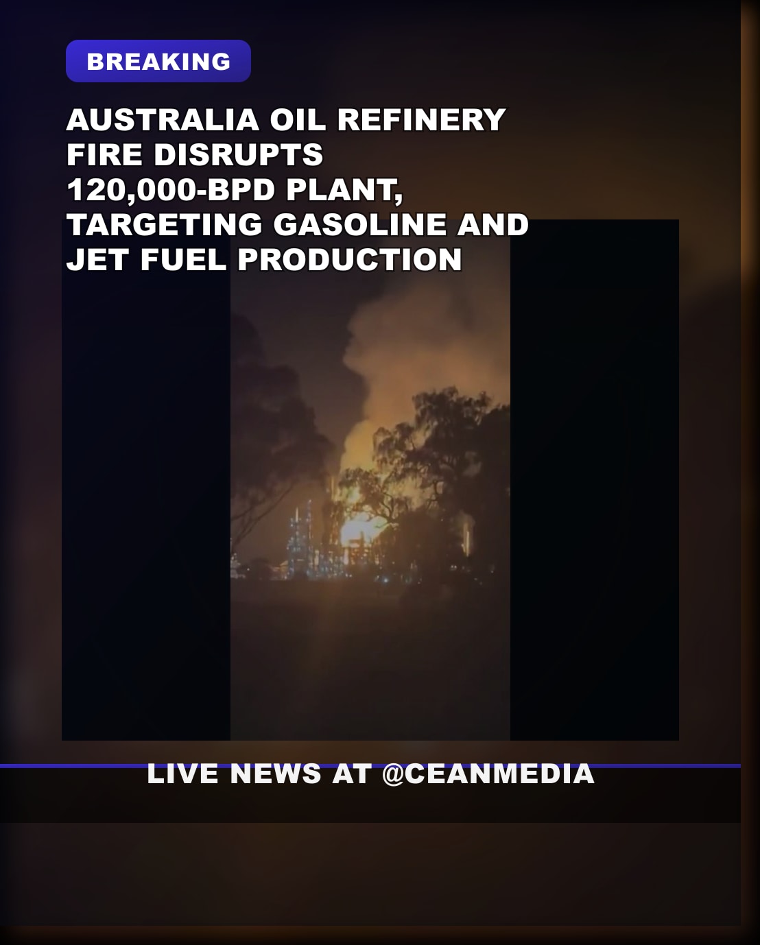 Illustrative photo for: Australia refinery fire impact: fuel shortages risk rises