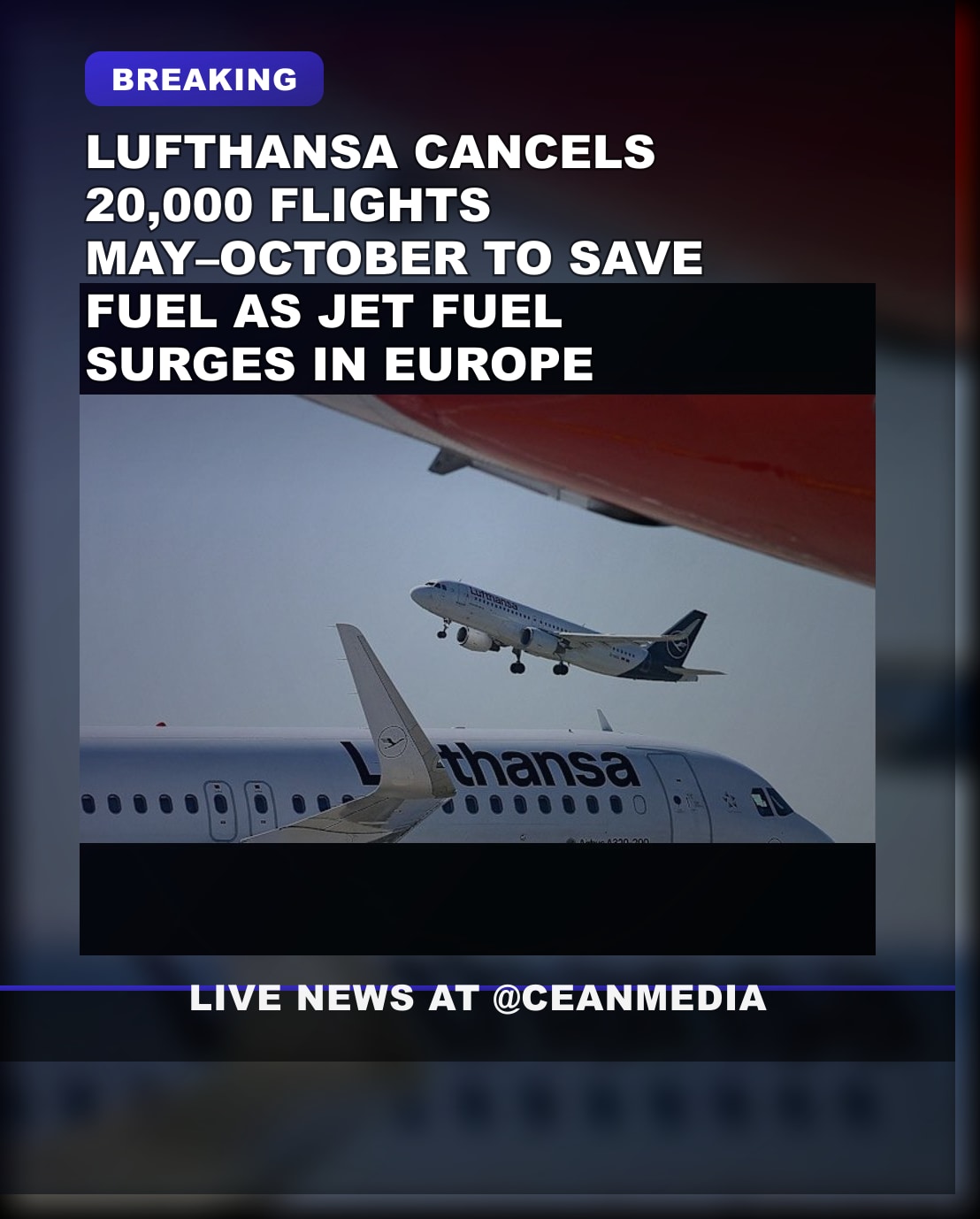 Illustrative photo for: Lufthansa Cuts 20,000 Flights May–October to Save Fuel as