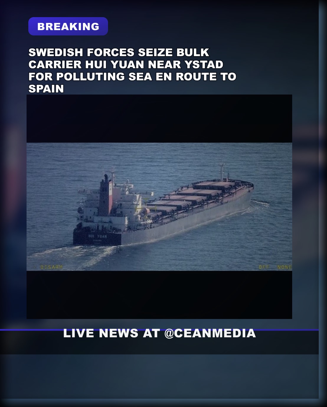 Illustrative photo for: Swedish Forces Seize Bulk Carrier Hui Yuan Near Ystad —