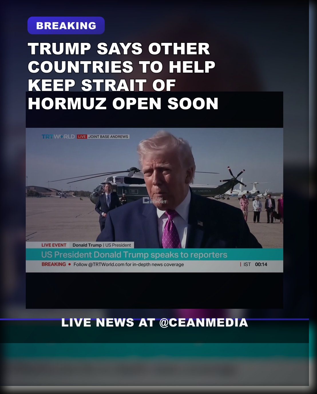 Illustrative photo for: International support for strait of hormuz: Trump says
