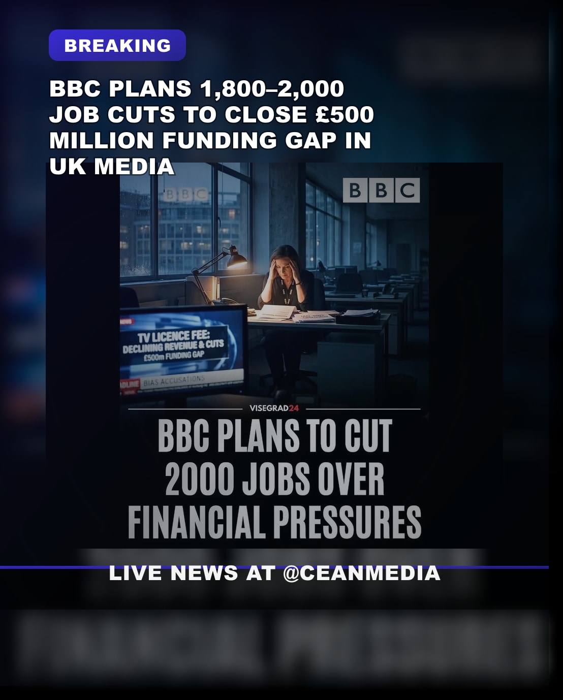 Illustrative photo for: BBC job cuts funding gap deepens as 1,800–2,000 roles cut
