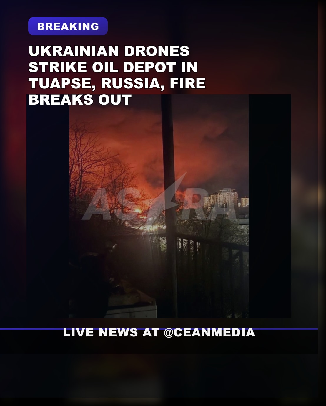 Illustrative photo for: Ukrainian Drones Tauket Oil Depot Fire at Tuapse Port