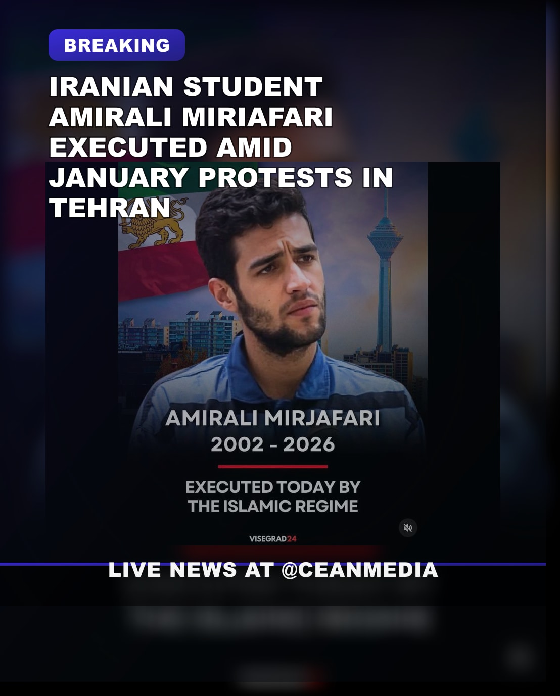 Illustrative photo for: Iranian student hanged protestor: Amirali Miriafari