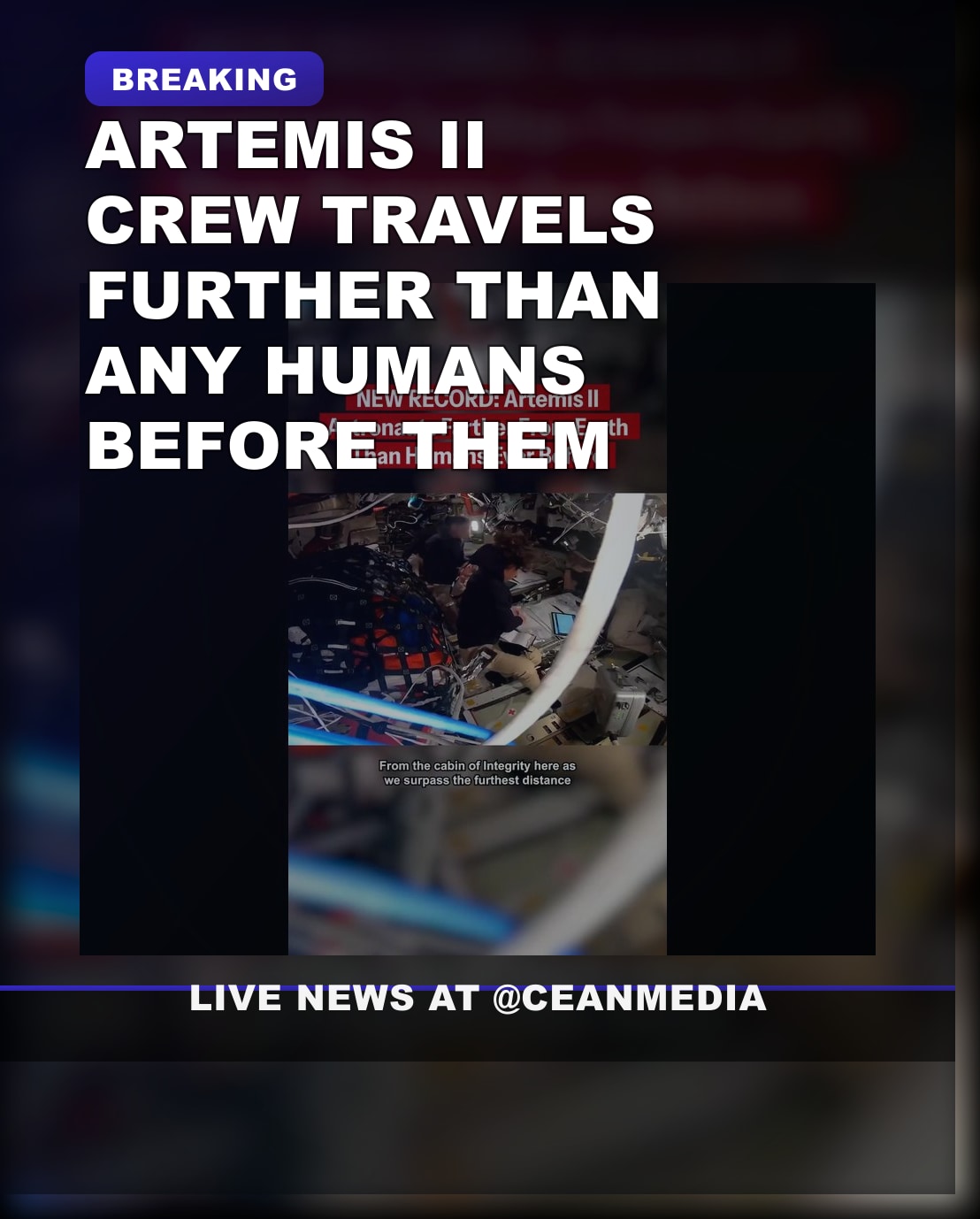 Illustrative photo for: Artemis II crew pioneering distance set in space