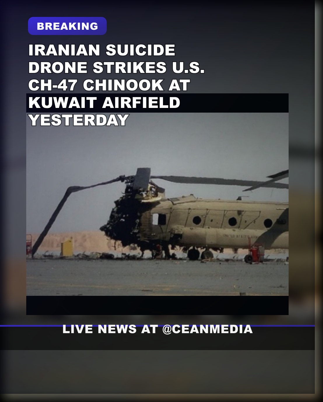 Illustrative photo for: Iranian suicide drone strike Kuwait helicopter: Incident at