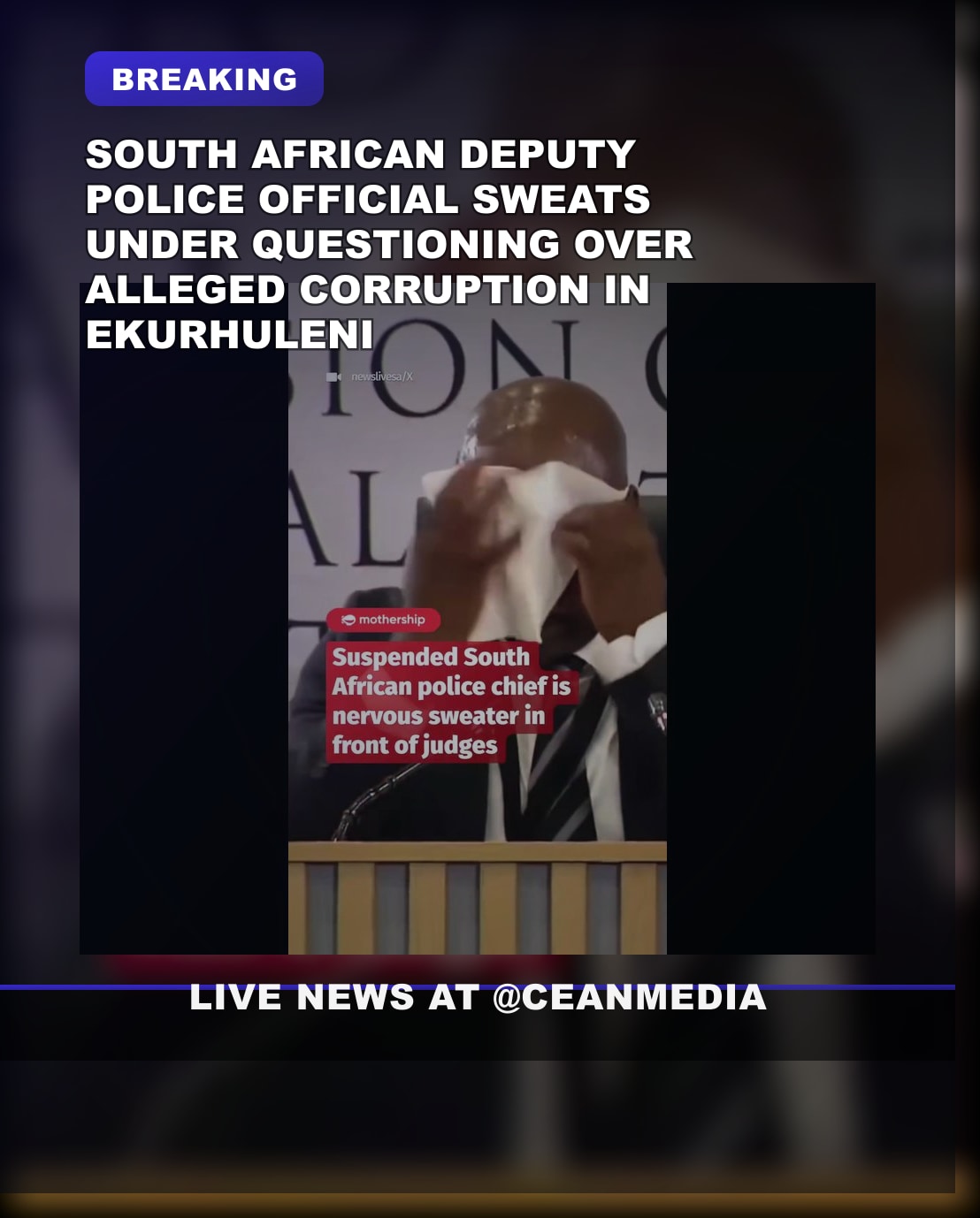 Illustrative photo for: Police official sweating viral: South African deputy