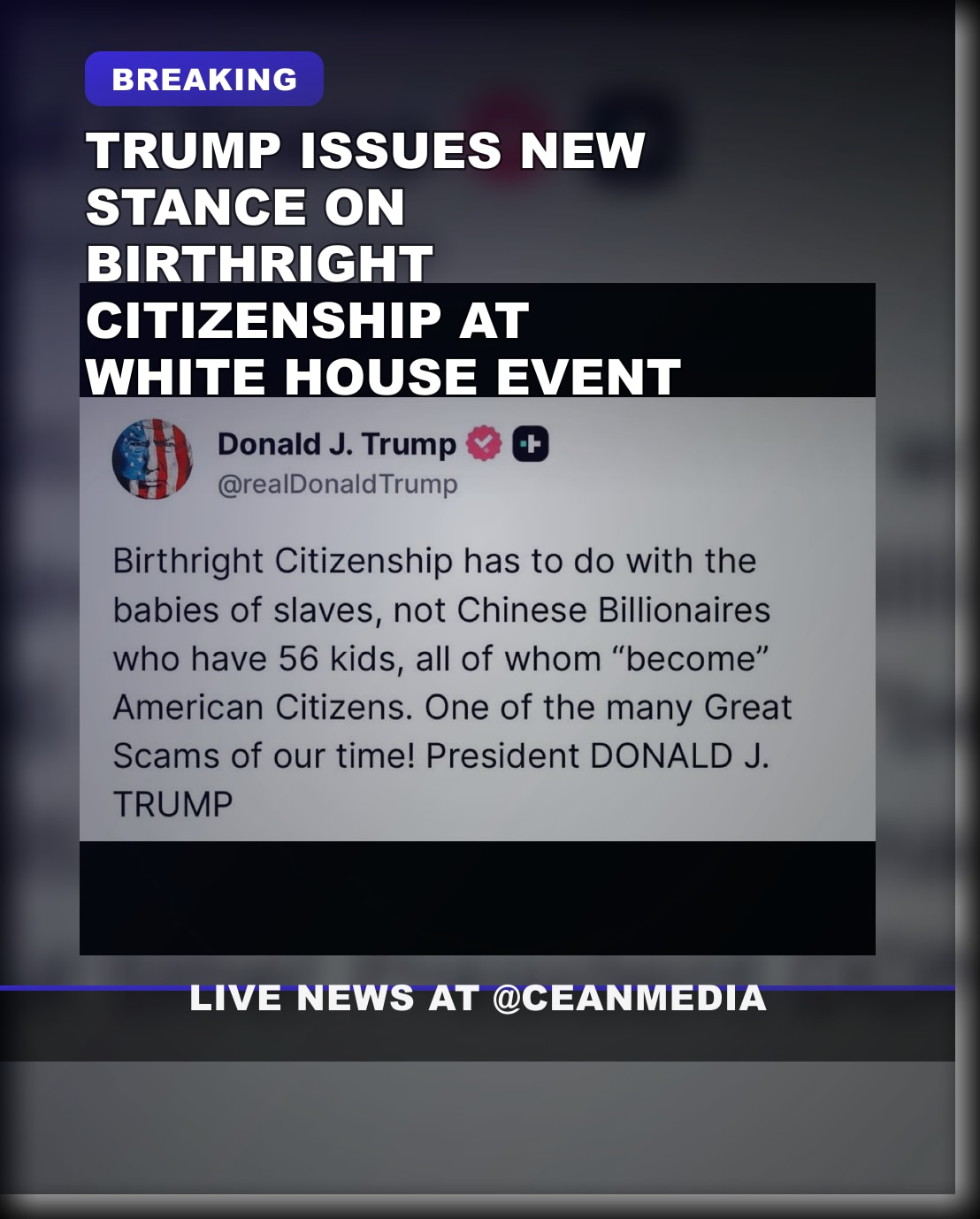 Illustrative photo for: Trump Issues Fresh Birthright Citizenship Policy Message —