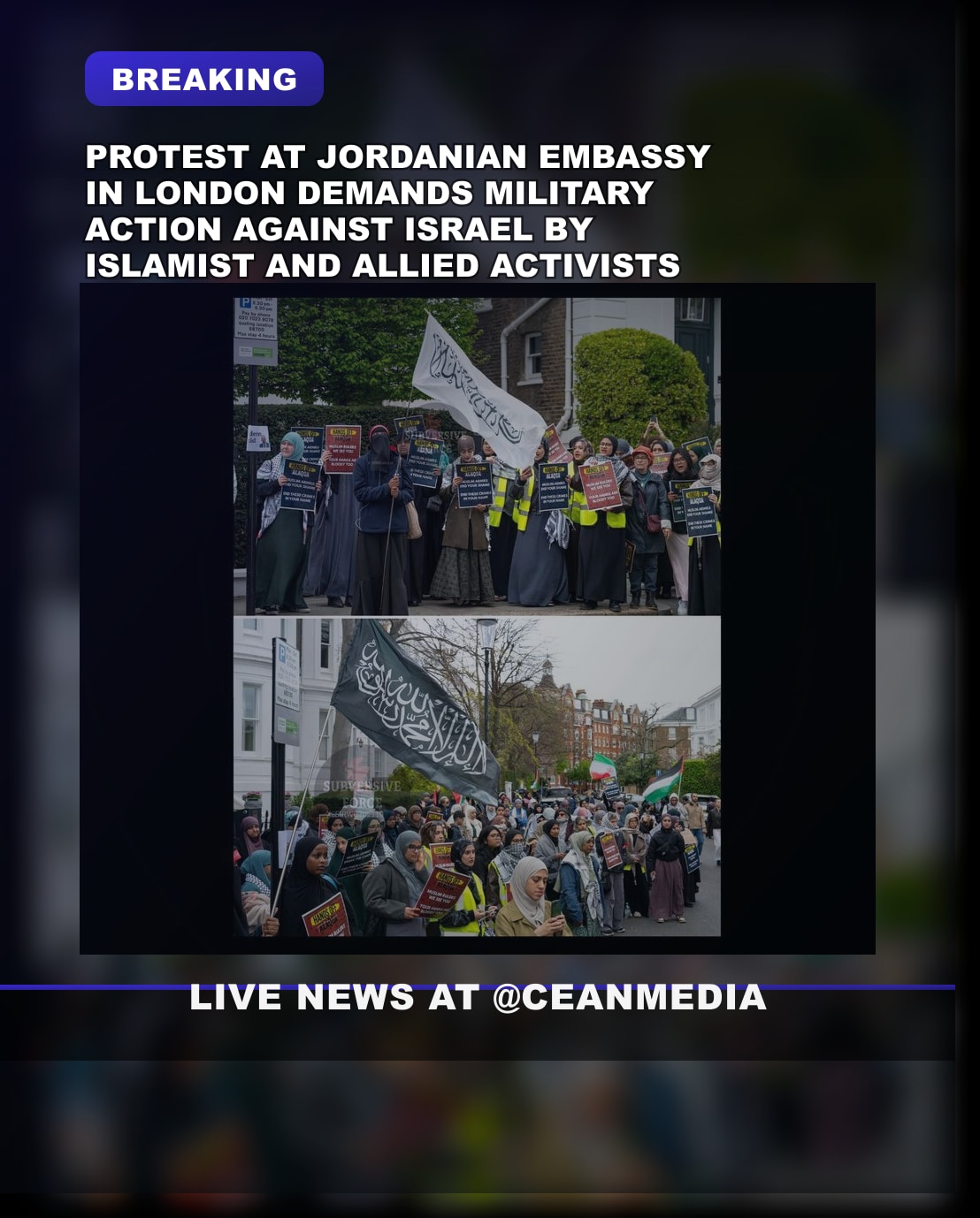 Illustrative photo for: Protest outside Jordan embassy UK demands action in Middle