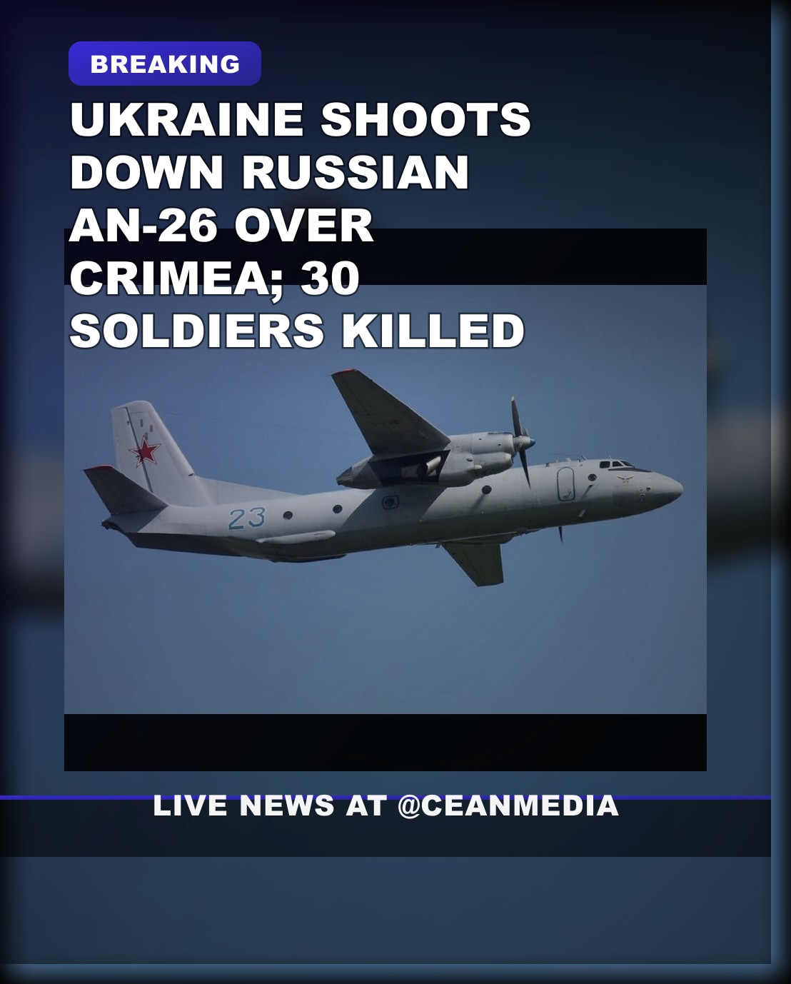 Illustrative photo for: Ukraine shoots down aircraft Crimea: 30 soldiers killed
