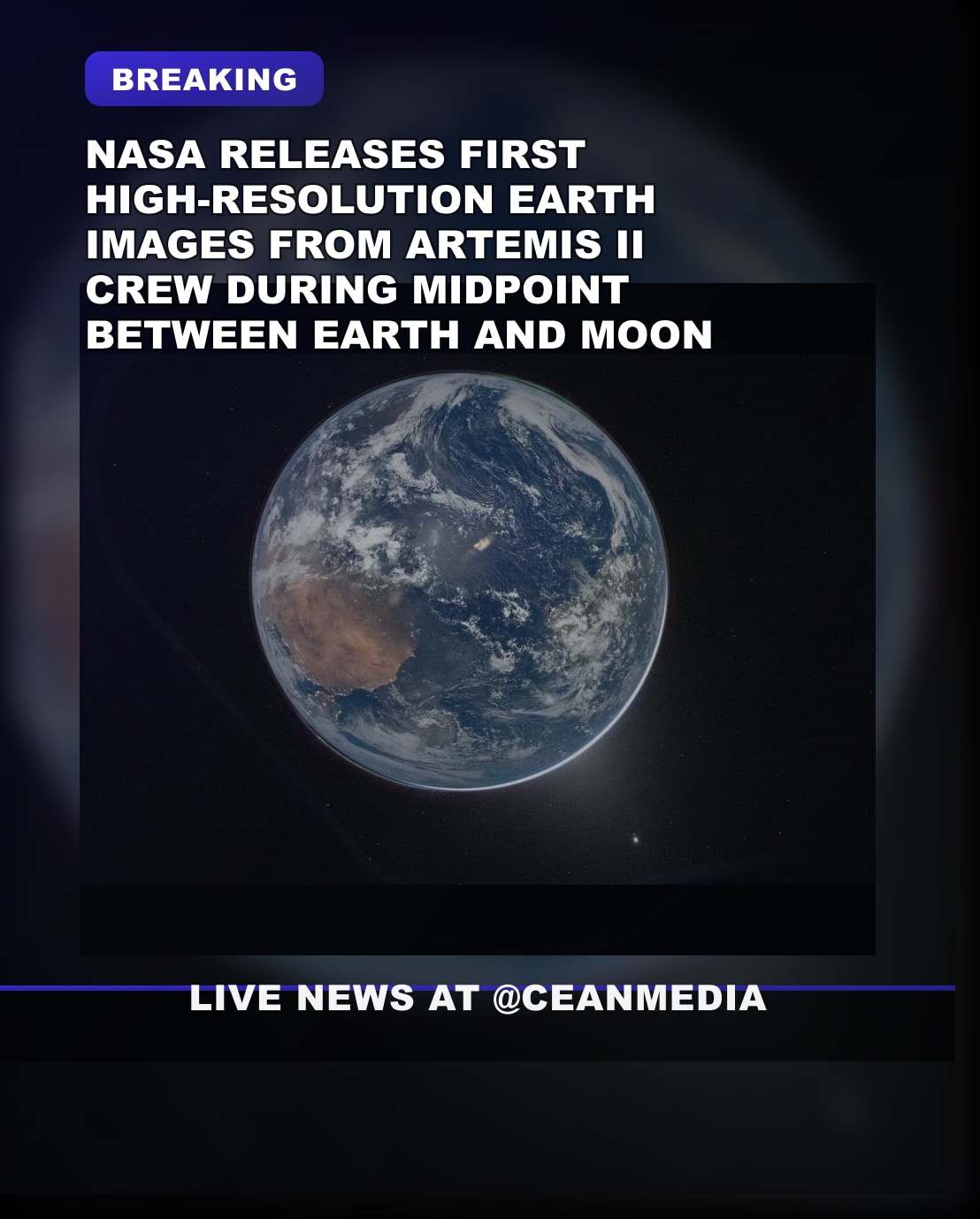 Illustrative photo for: Artemis II Earth imagery halfway: First High-Res Images En