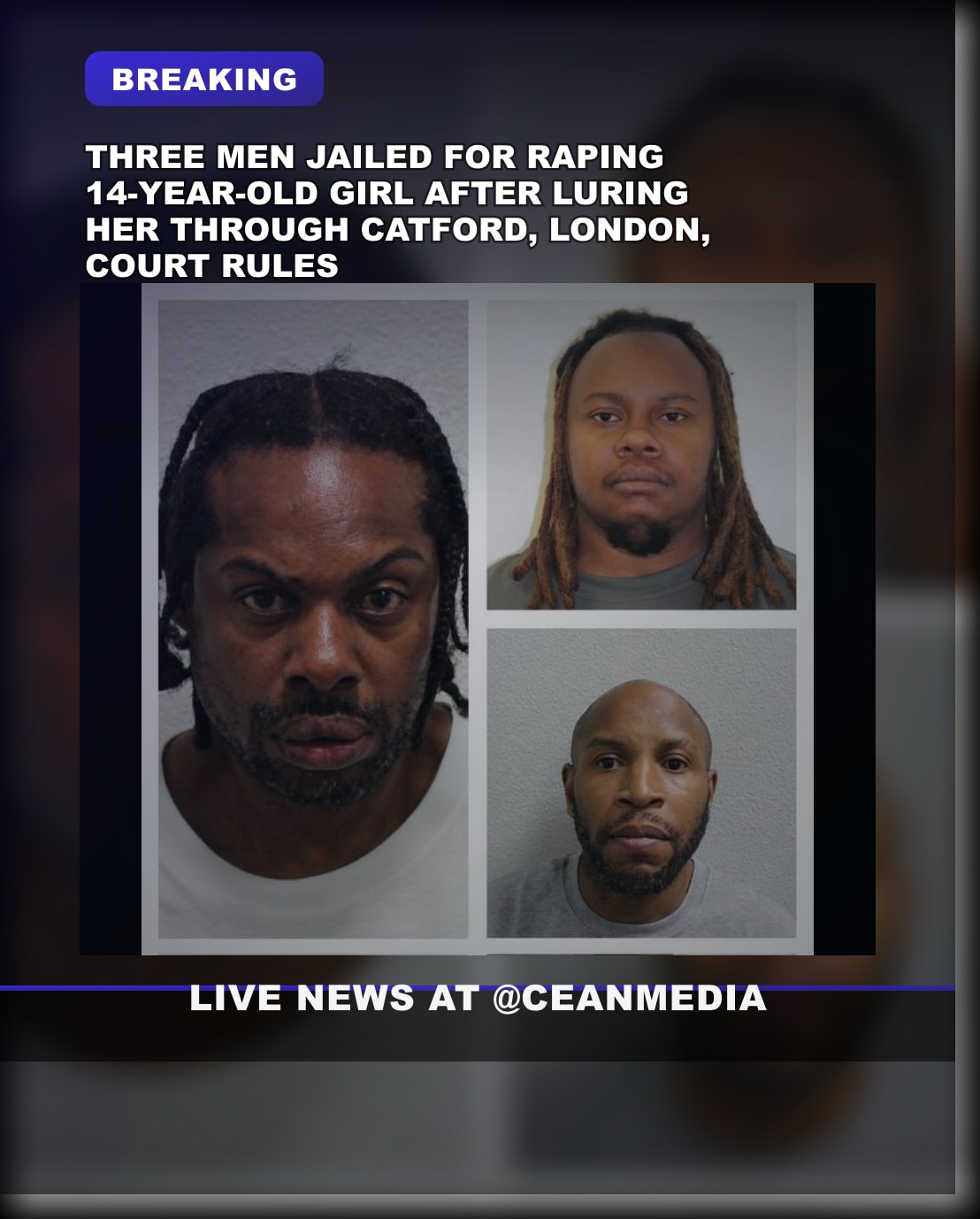 Illustrative photo for: Teenage girl rape case Catford jail sentence: three men