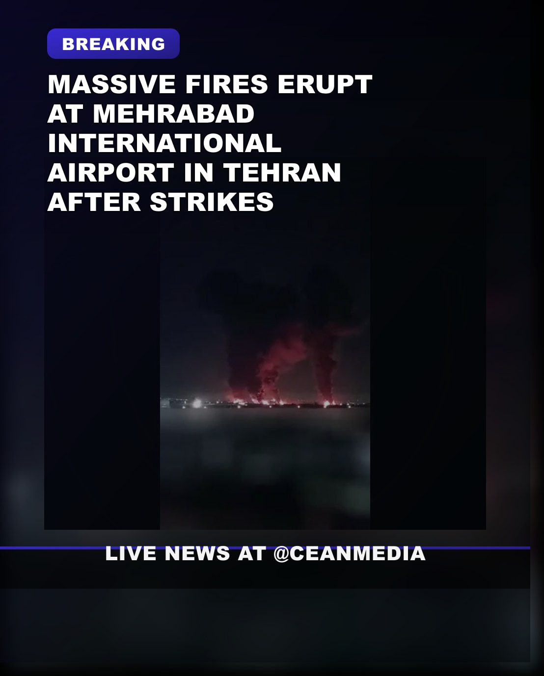 Illustrative photo for: Airport fire Tehran Iran strikes sparks chaos at Mehrabad