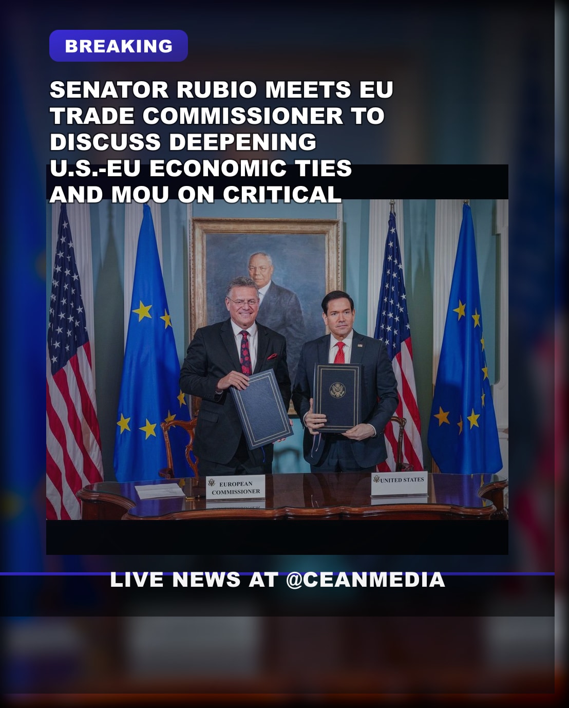 Illustrative photo for: US EU economic ties strengthen: Rubio cites deeper talks