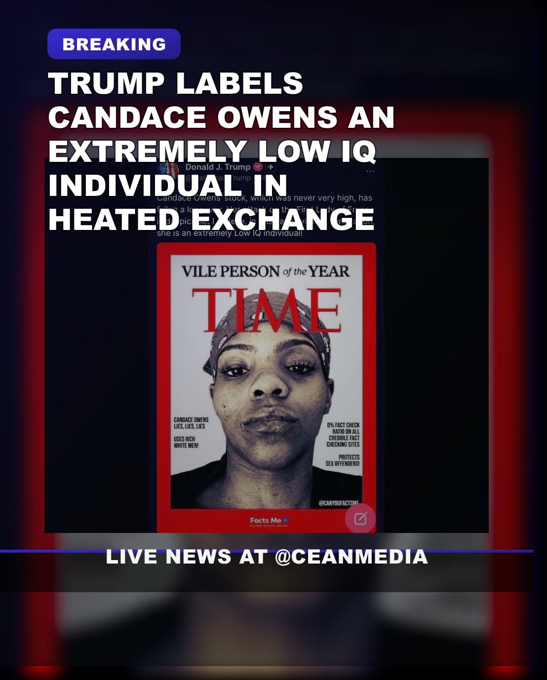 Illustrative photo for: Trump slams Candace Owens as an “extremely low IQ