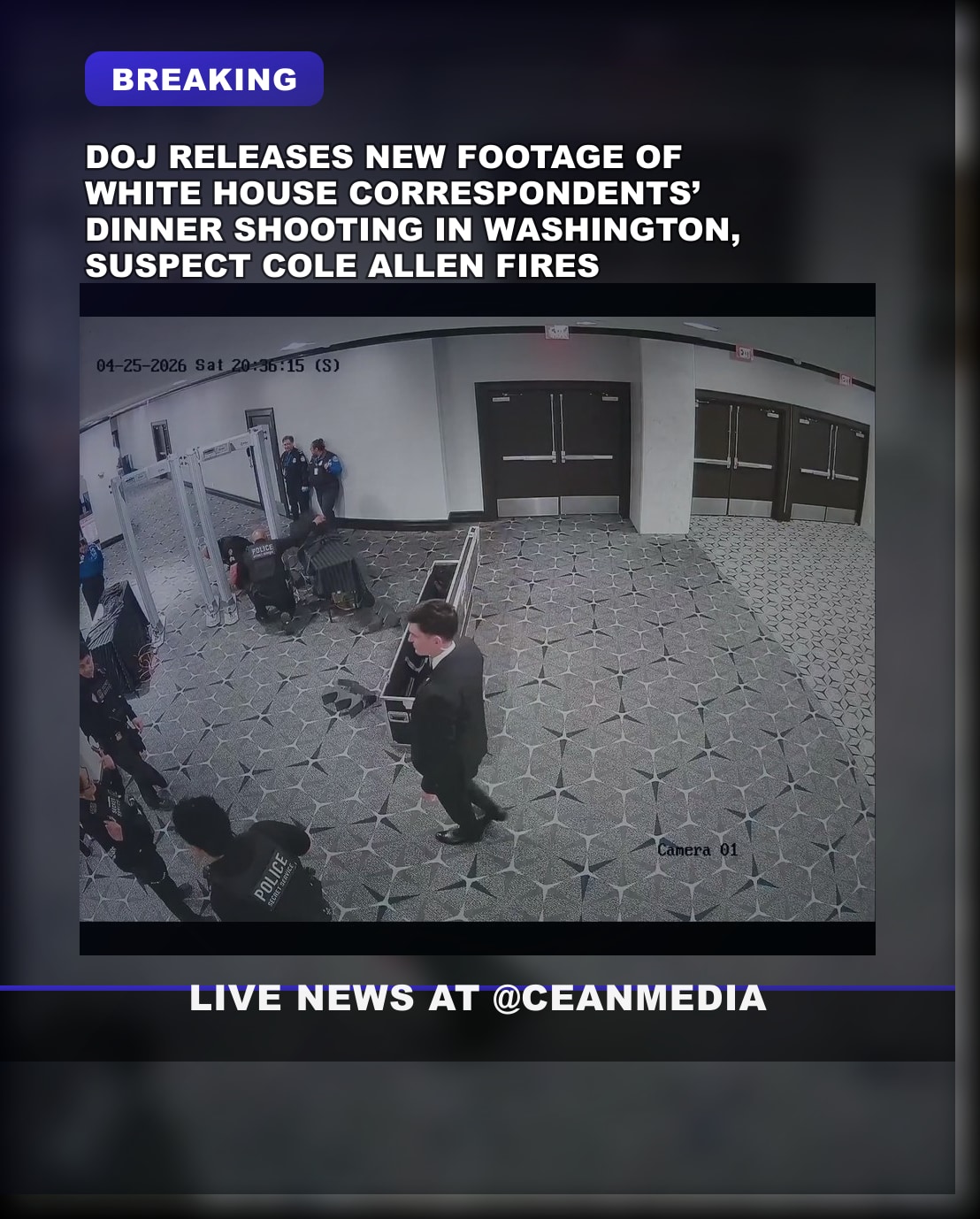 Illustrative photo for: DOJ White House Correspondents Dinner shooting footage: New