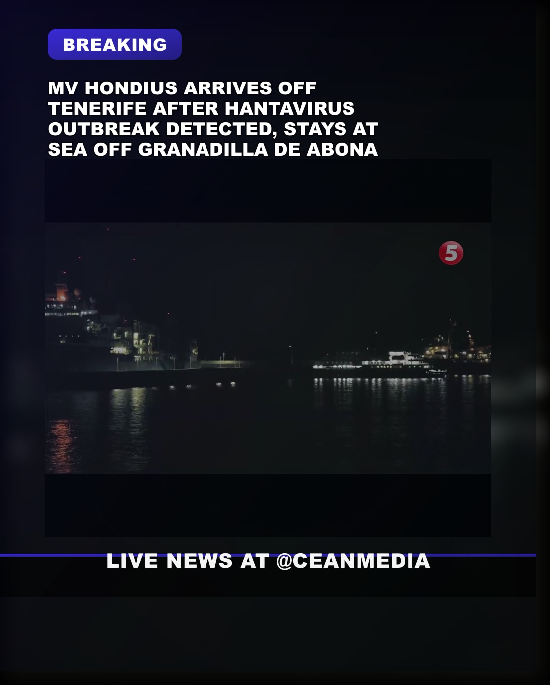 Illustrative photo for: Hantavirus outbreak cruise ship MV Hondius Arrives Near